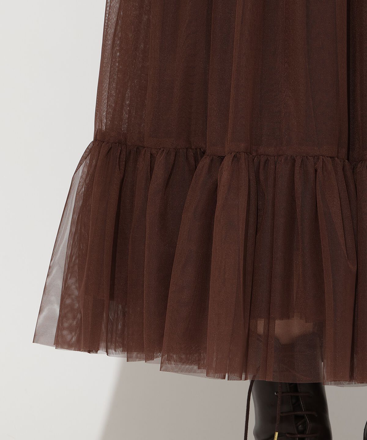 アンドクチュール「チュールティアードギャザースカート」|フレア|