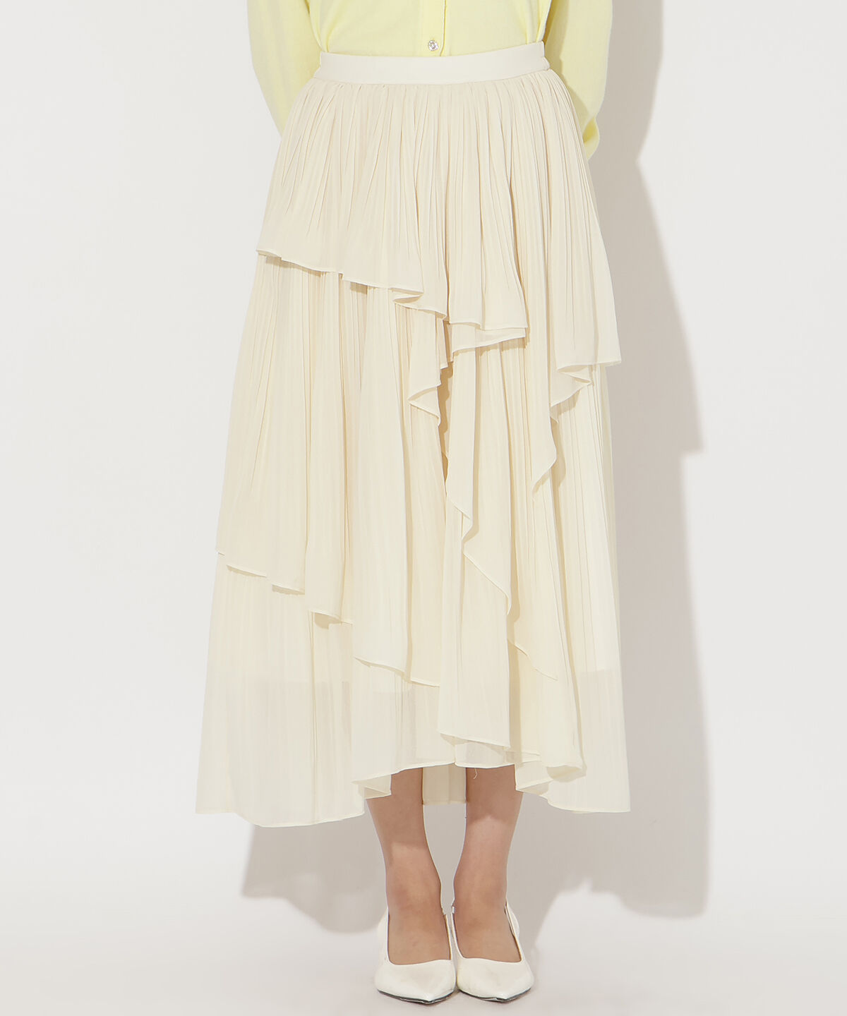 アンドクチュール「ティアードプリーツスカート」|フレア|