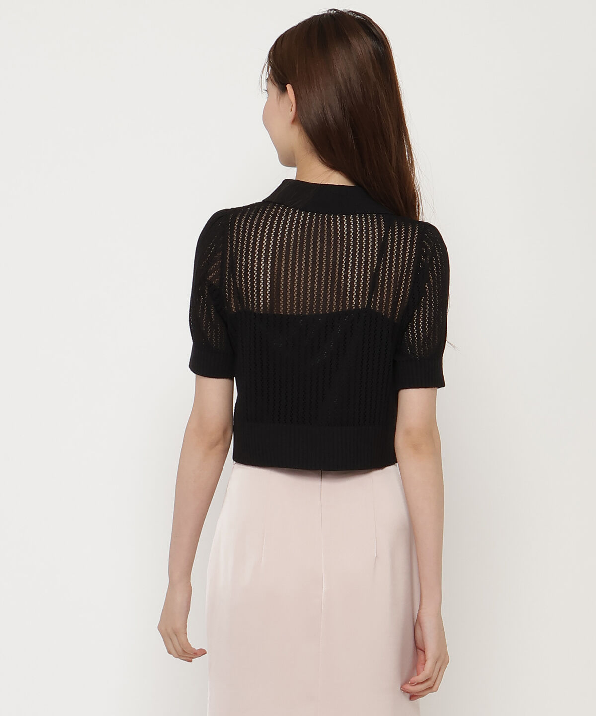 REDYAZEL「シアークロップドポロニットトップス」|ニット・セーター|
