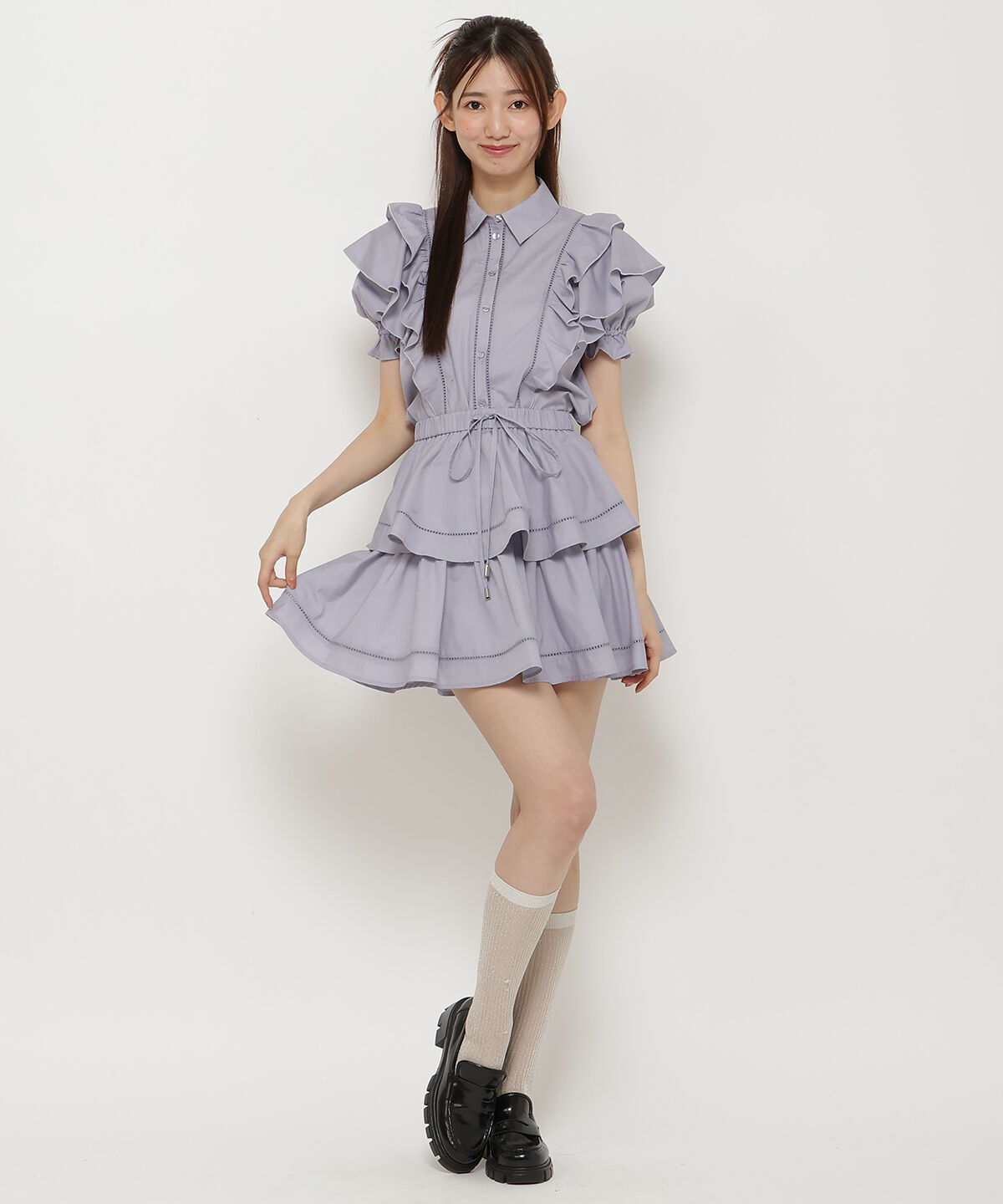 REDYAZEL「コットンフリルミニスカート」|フレア|