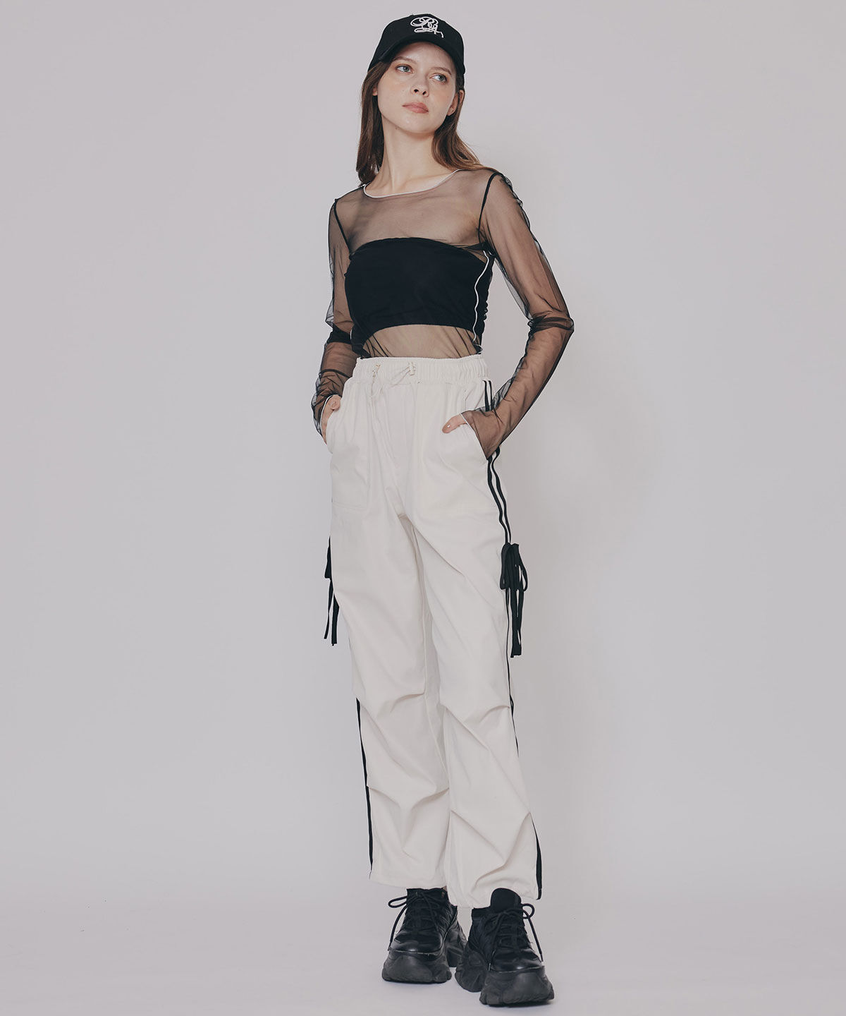REDYAZEL「サイドリボンラインパラシュートパンツ」|その他|