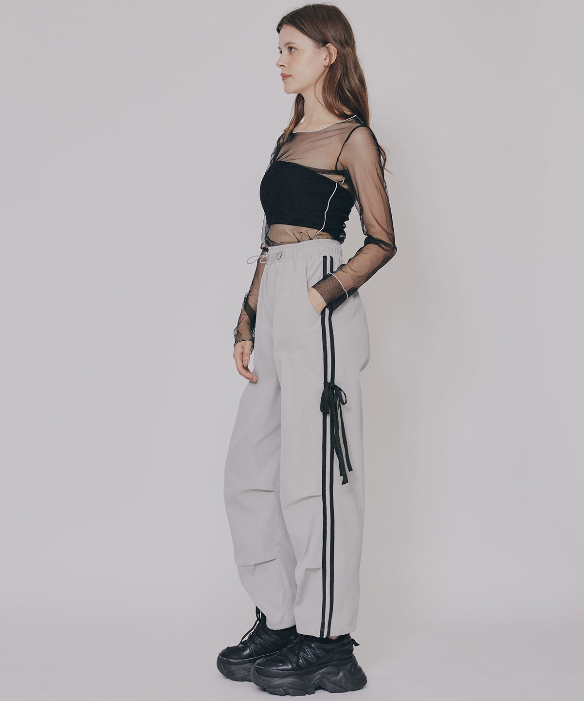 REDYAZEL「サイドリボンラインパラシュートパンツ」|その他|