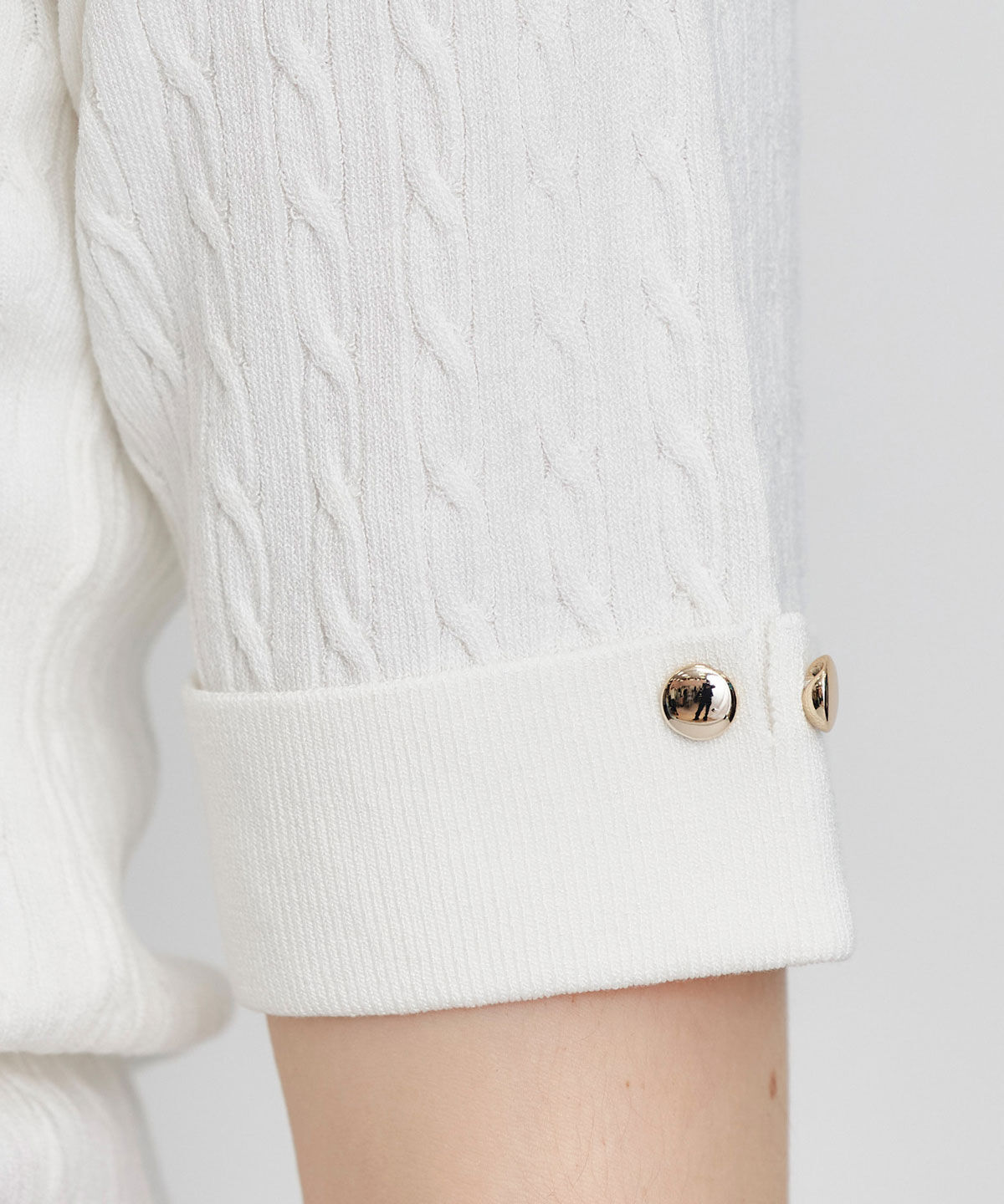 REDYAZEL「ケーブルリボンタイハーフスリーブニットプルオーバー」|ニット・セーター|