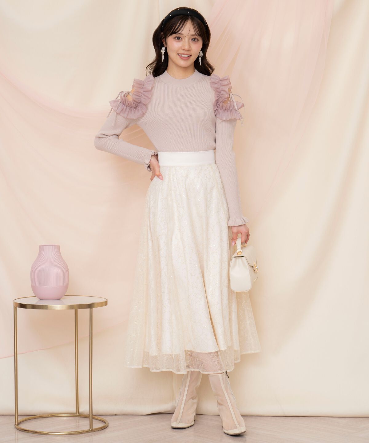 WILLSELECTION「フリルショルダーリブニット」|ニット・セーター|