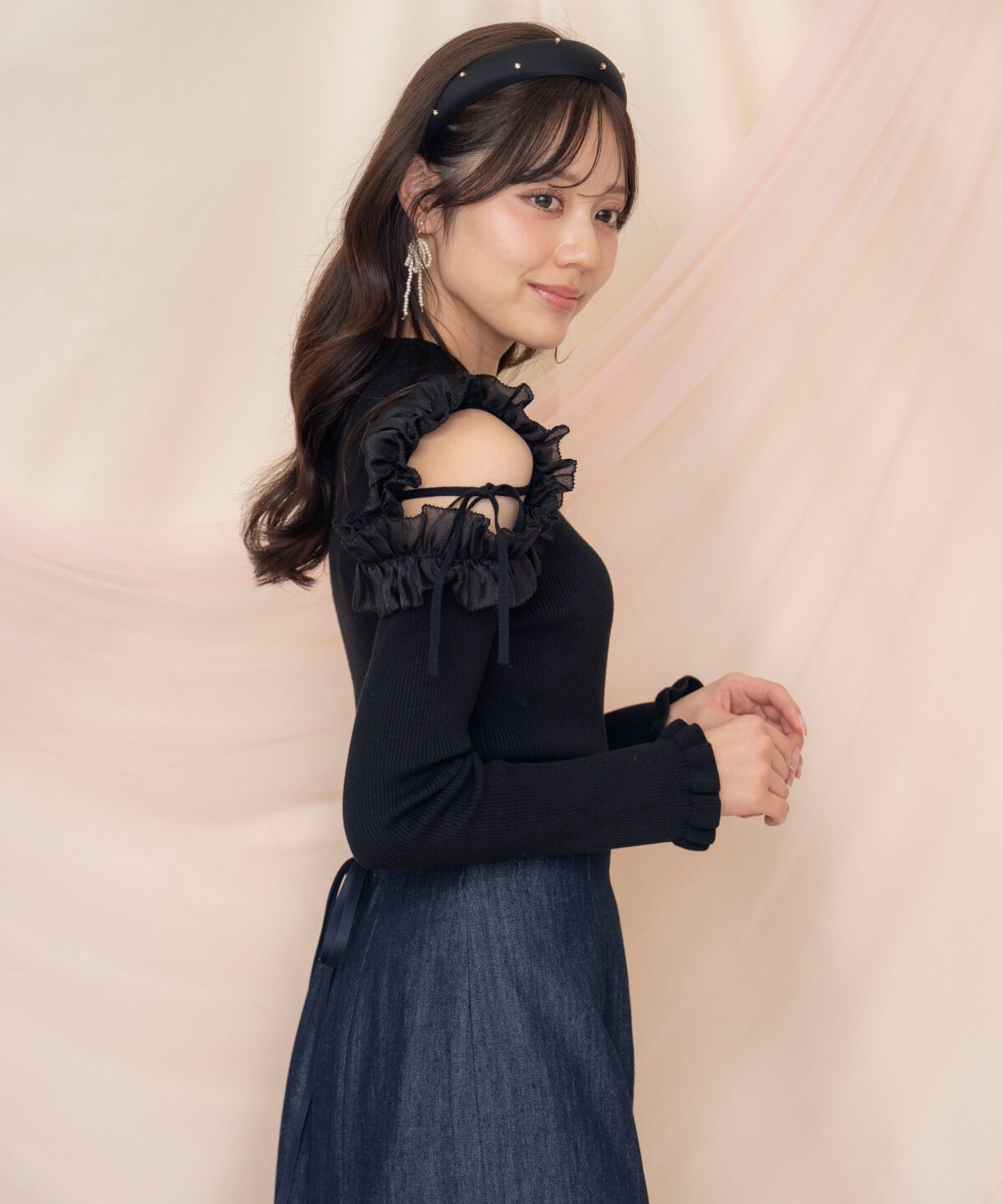 WILLSELECTION「フリルショルダーリブニット」|ニット・セーター|