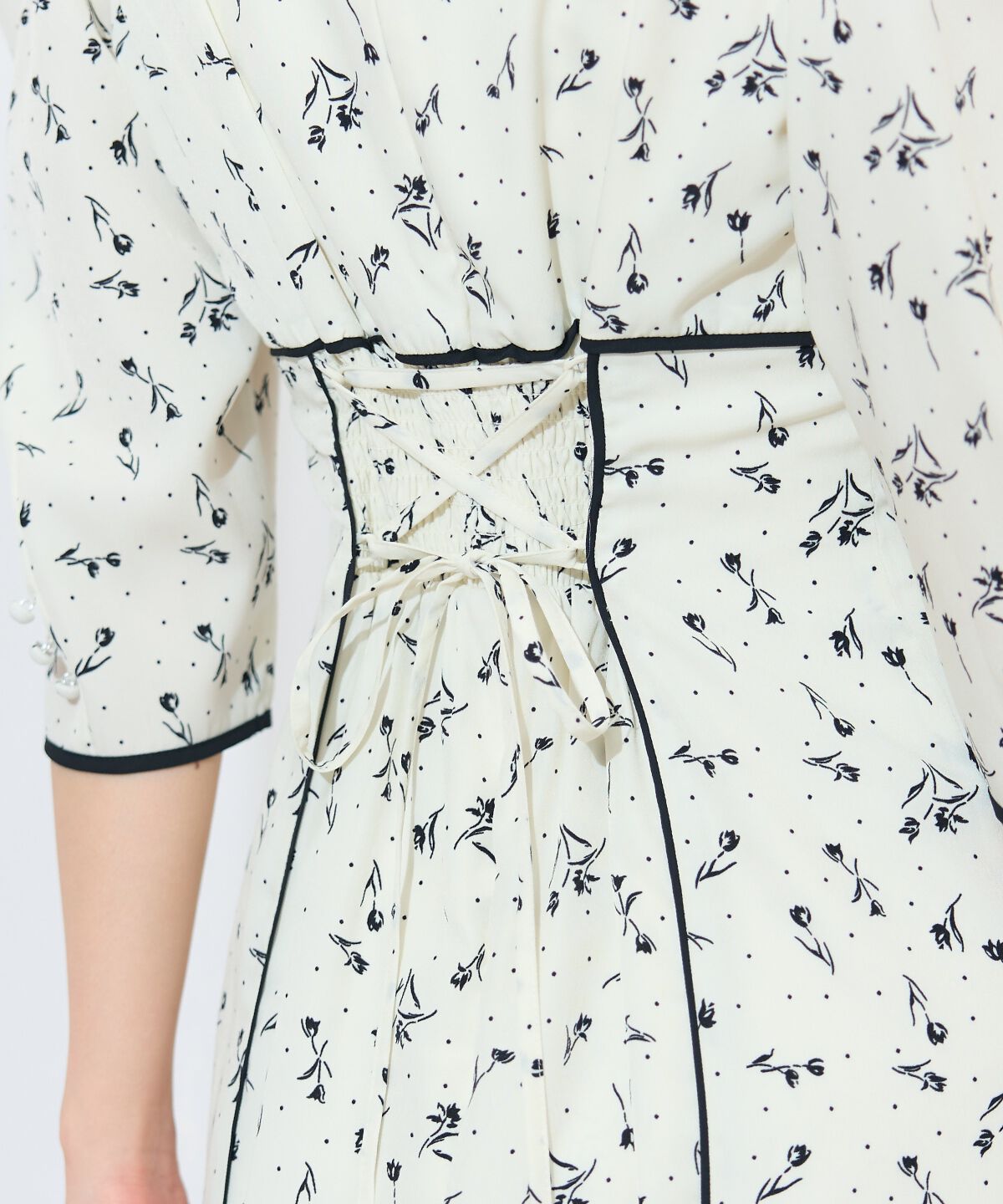 WILLSELECTION「フラワードットパイピングフレアワンピース」|ワンピース|