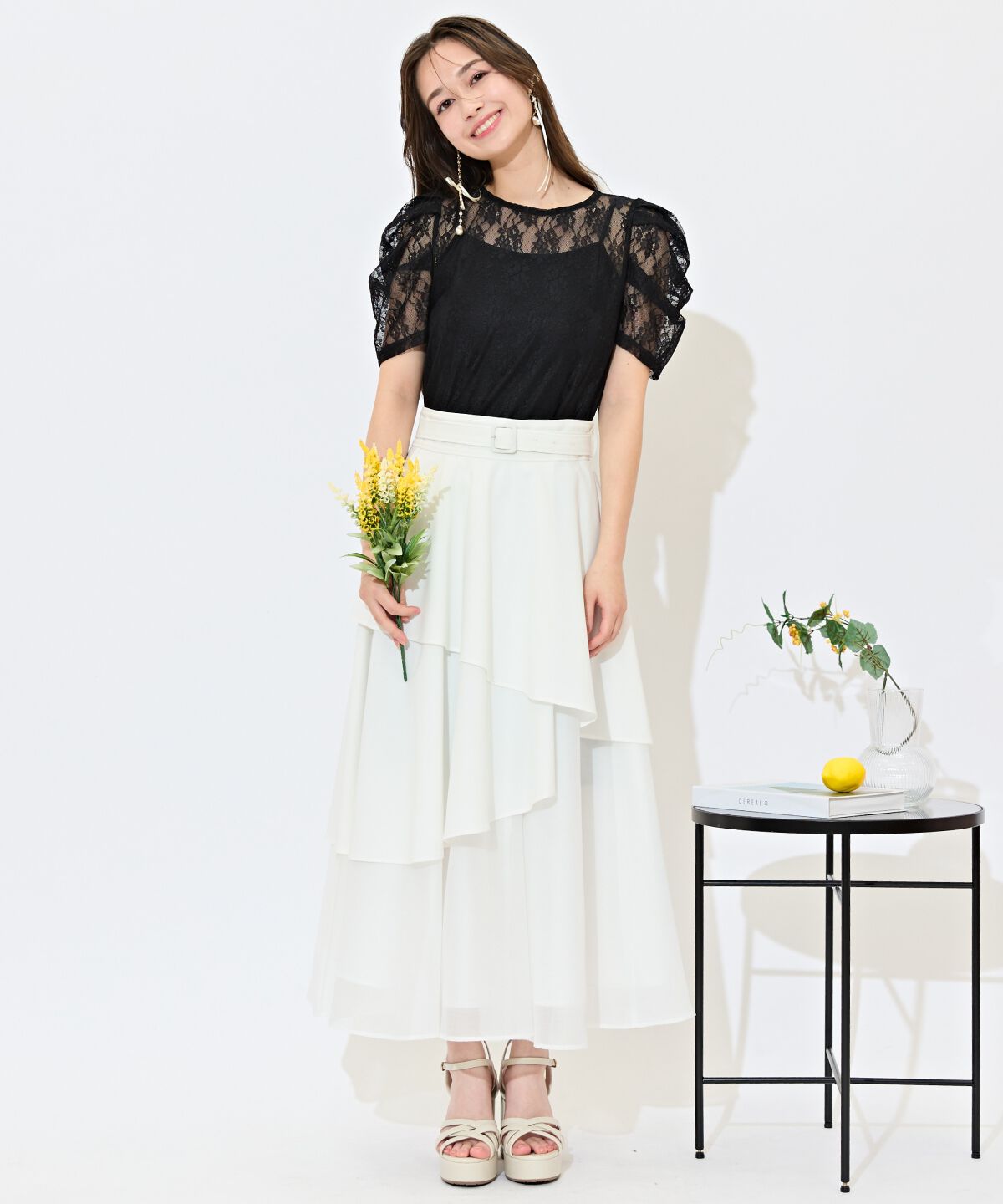 WILLSELECTION「ベルト付きアシメレイヤードスカート」|フレア|