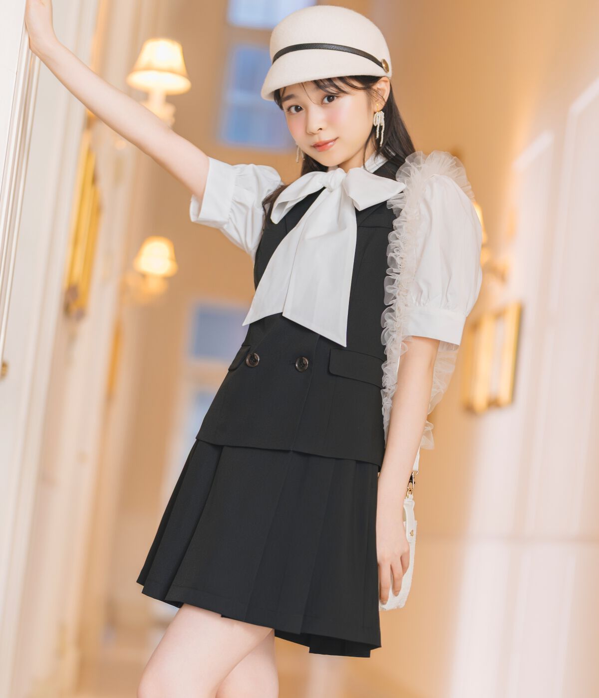 WILLSELECTION「ダブルボタンショートジレ」|その他|ブラック