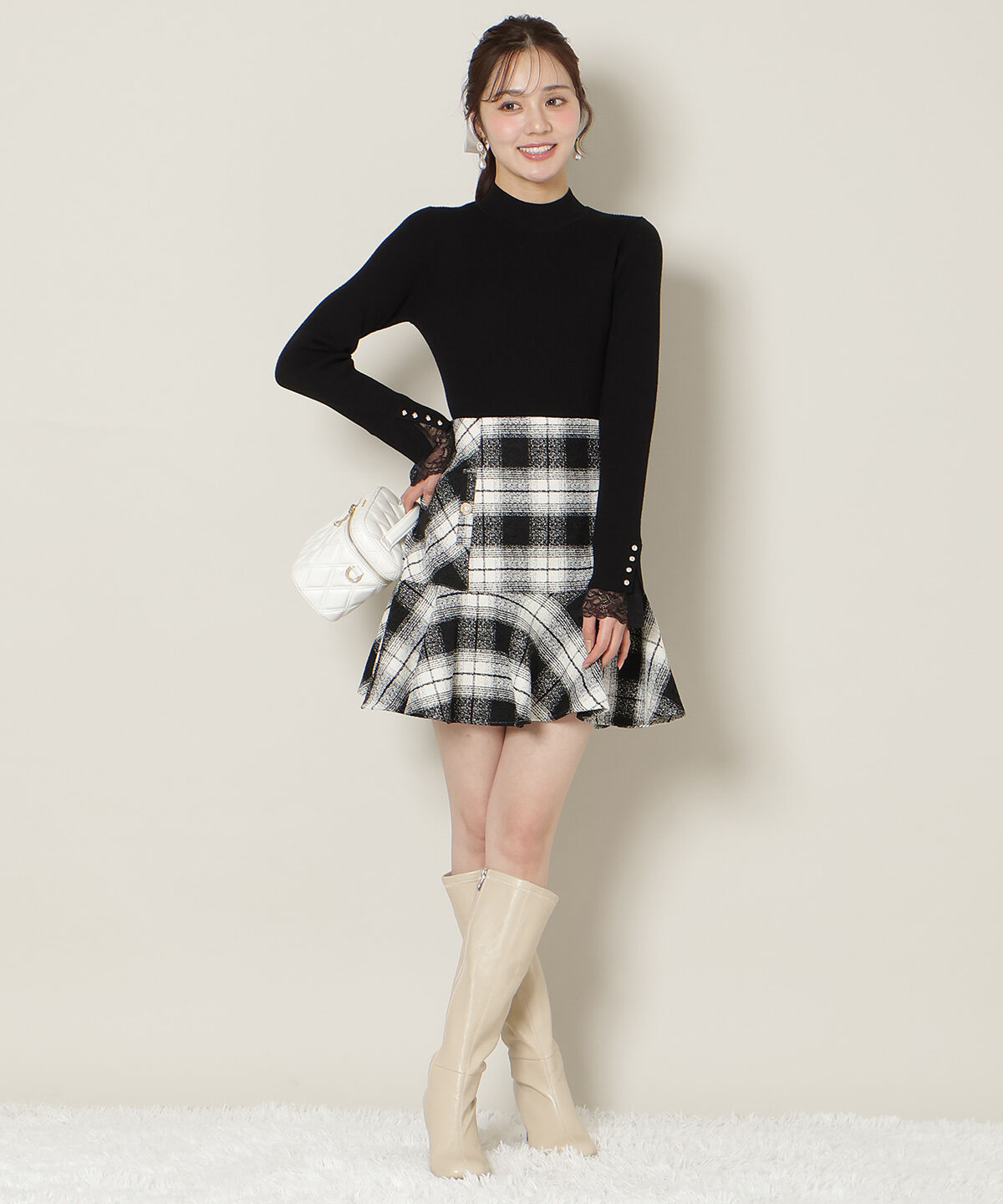 WILLSELECTION「袖口レースハイネックリブニット」|ニット・セーター|