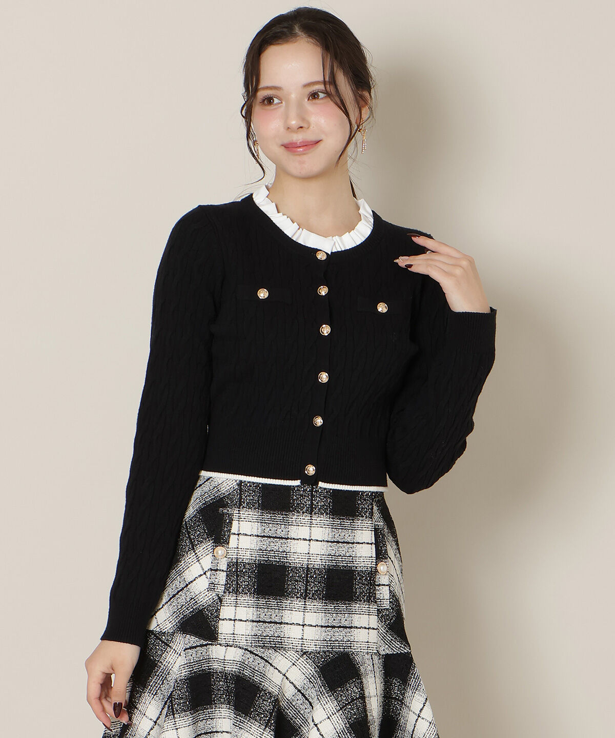 WILLSELECTION「フリルレイヤードケーブルニット」|ニット・セーター|