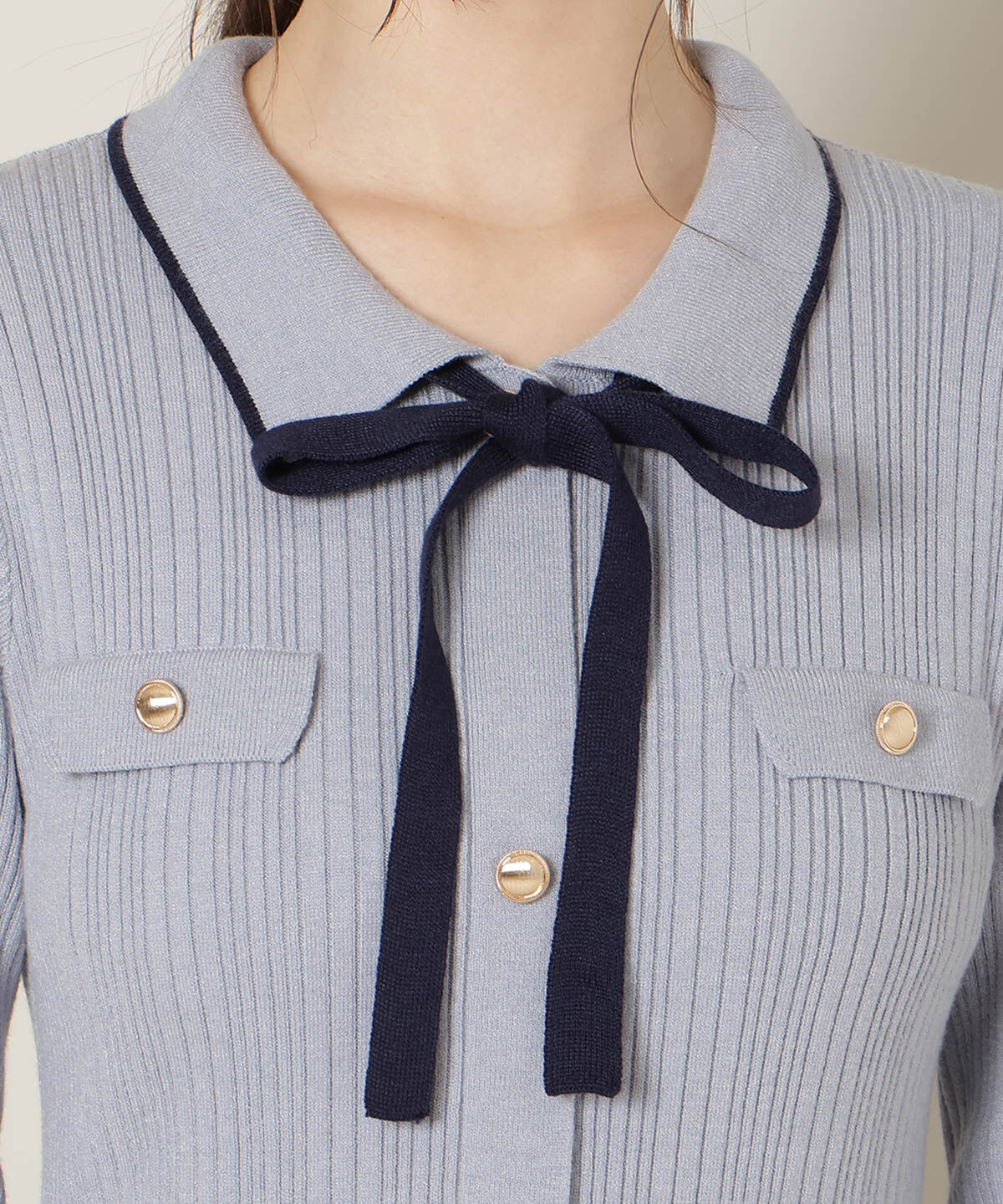 WILLSELECTION「フロントボタンリボンタイニットワンピース」|ワンピース|