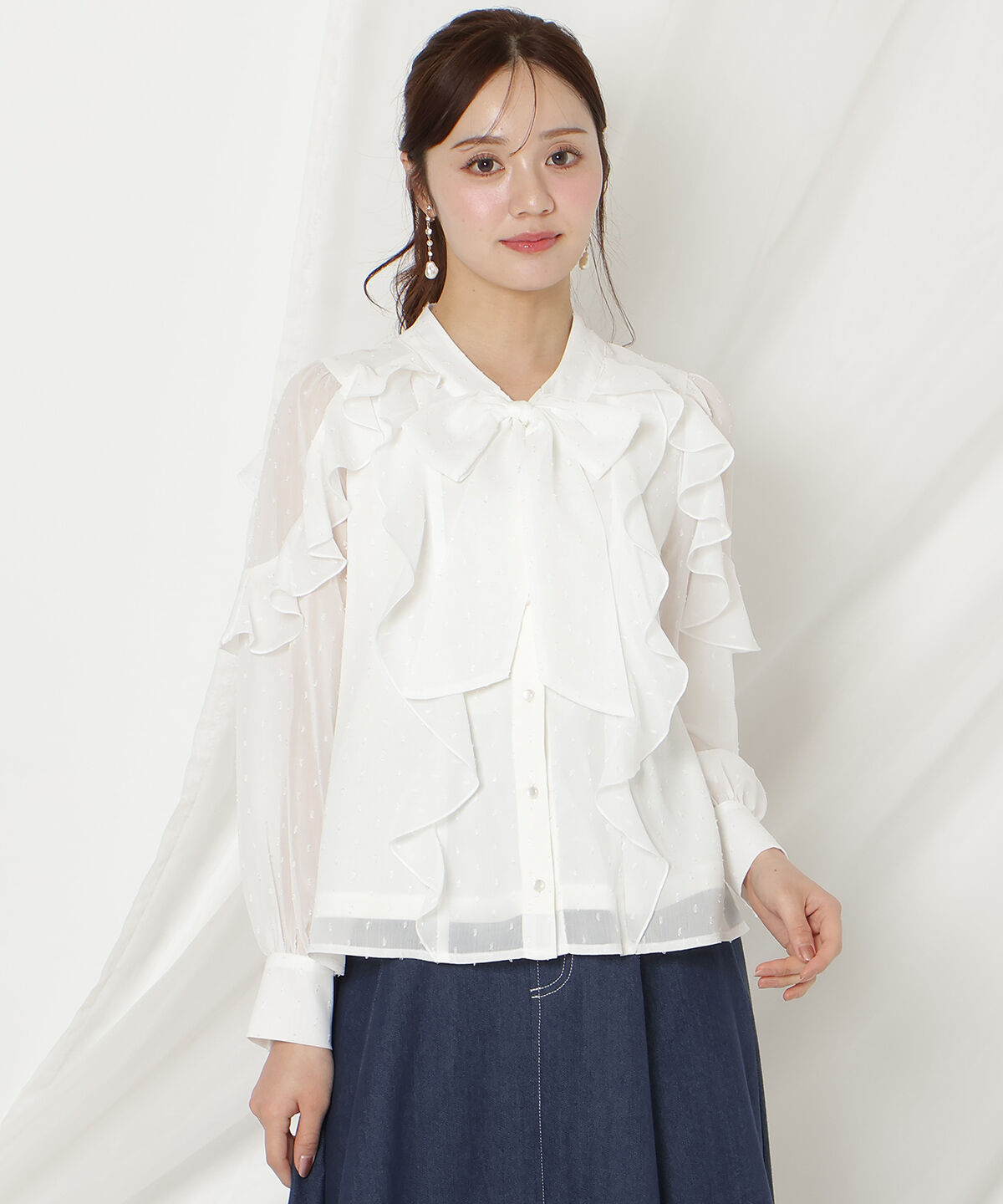 WILLSELECTION「ドビードットフリルブラウス」|シャツ・ブラウス|