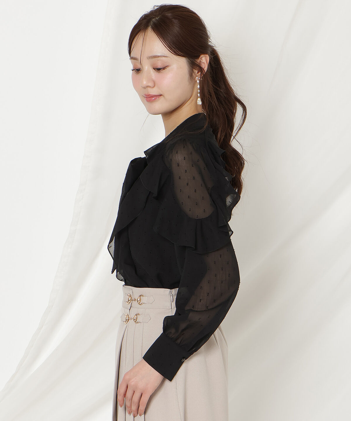 WILLSELECTION「ドビードットフリルブラウス」|シャツ・ブラウス|