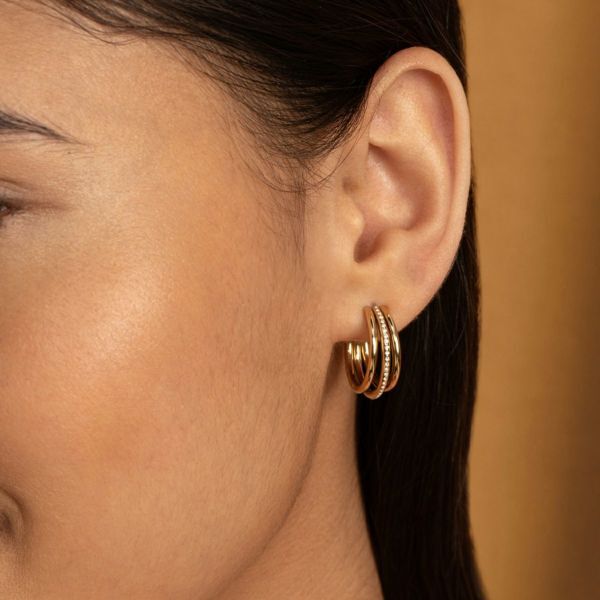 OLIVIA BURTON 「〈OLIVIA BURTON(ｵﾘﾋﾞｱﾊﾞｰﾄﾝ)〉ﾄﾚﾝﾄﾞ ｴﾊﾞｰ ｽﾀｯｸﾄ ｸﾛｰ ｺﾞｰﾙﾄﾞ ﾌｰﾌﾟ ﾋﾟｱｽ」|ピアス|