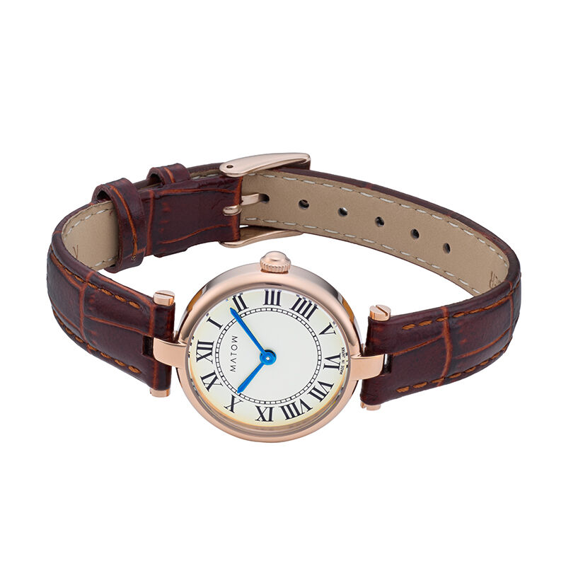 MATOW「〈MATOW (マトウ)〉ｱｳﾗ ﾗｳﾝﾄﾞﾛｰｽﾞｺﾞｰﾙﾄﾞ ﾌﾞﾗｳﾝﾚｻﾞｰ」|腕時計|
