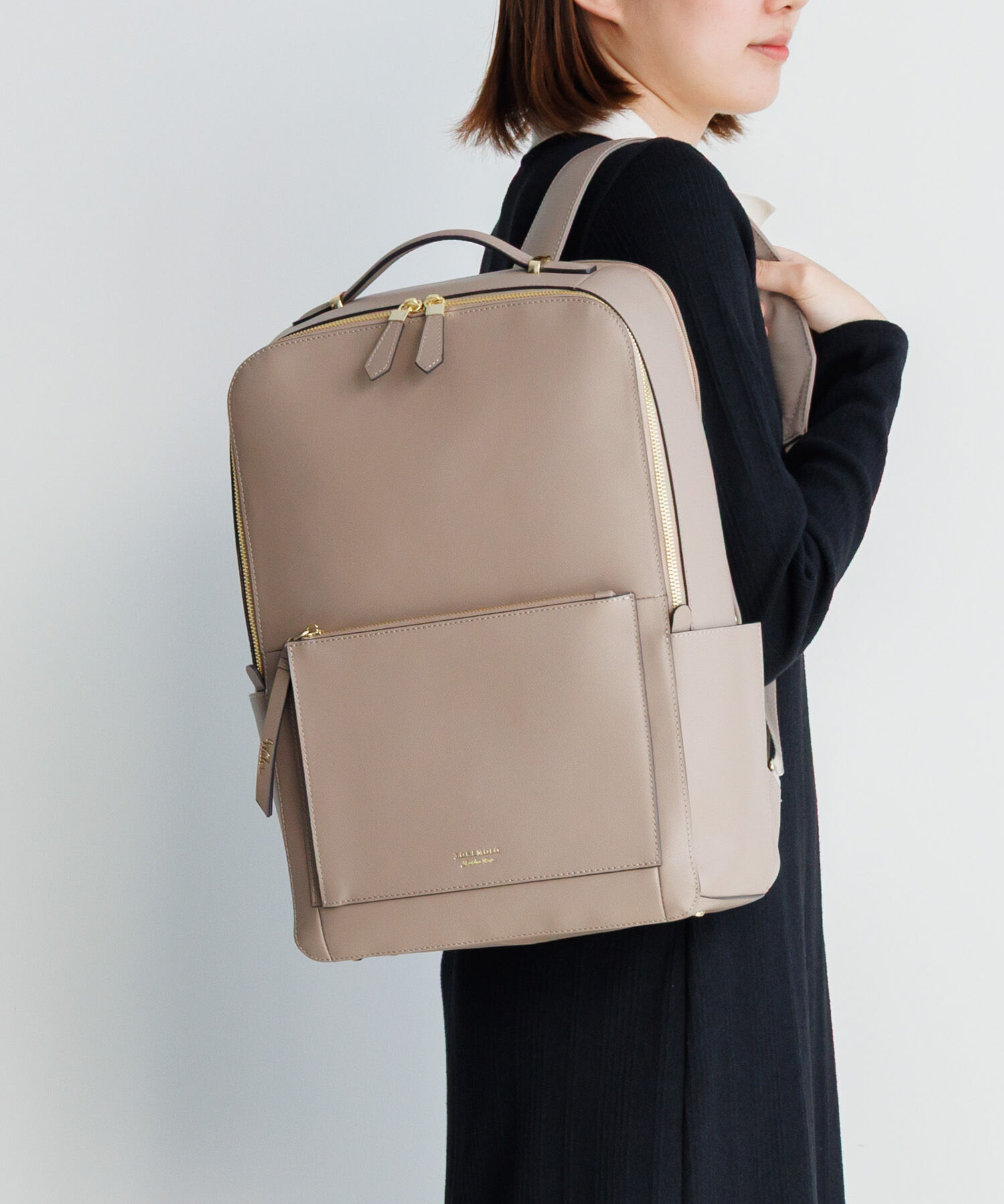 Jewelna Rose「Jewelna Rose ウェールズ リュック B4サイズ 15.6インチ収納 本革 11975」|リュック|グレージュ