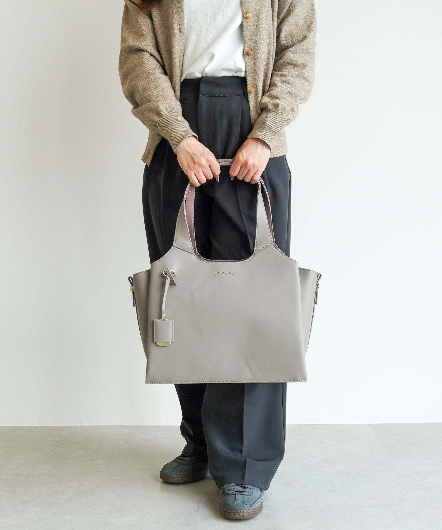  「Jewelna Rose アテナ ハンドバッグ A4サイズ 16322」|トートバッグ|グレージュ