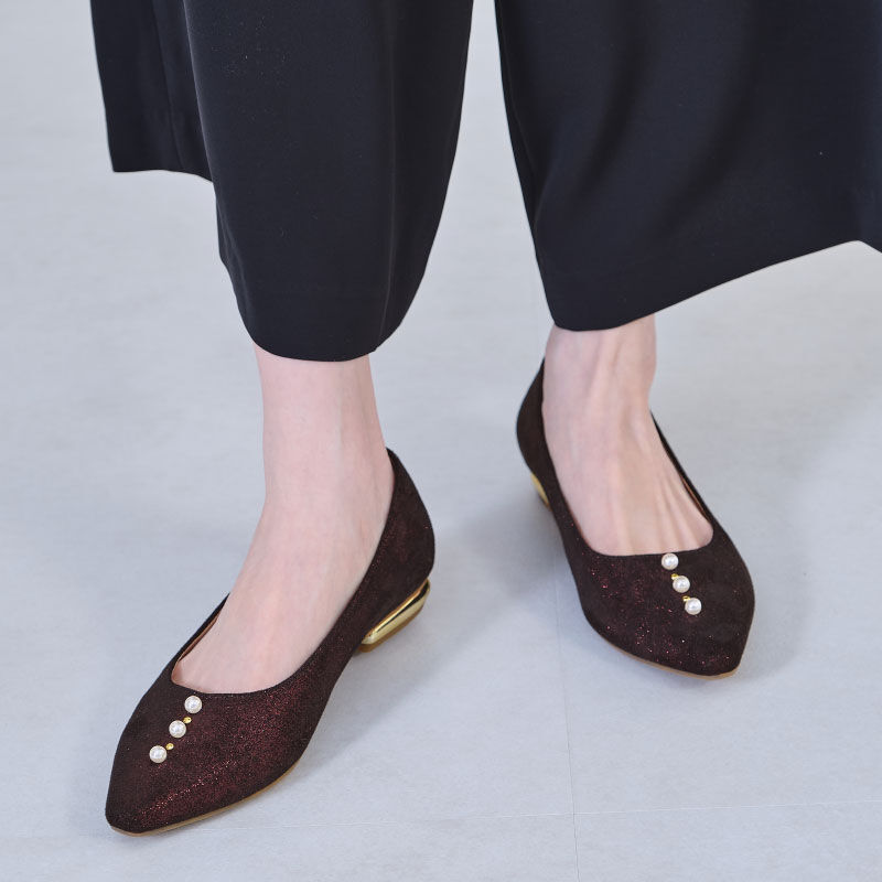 ORiental TRaffic「パールモチーフフラットパンプス/R-2014」|パンプス|RED