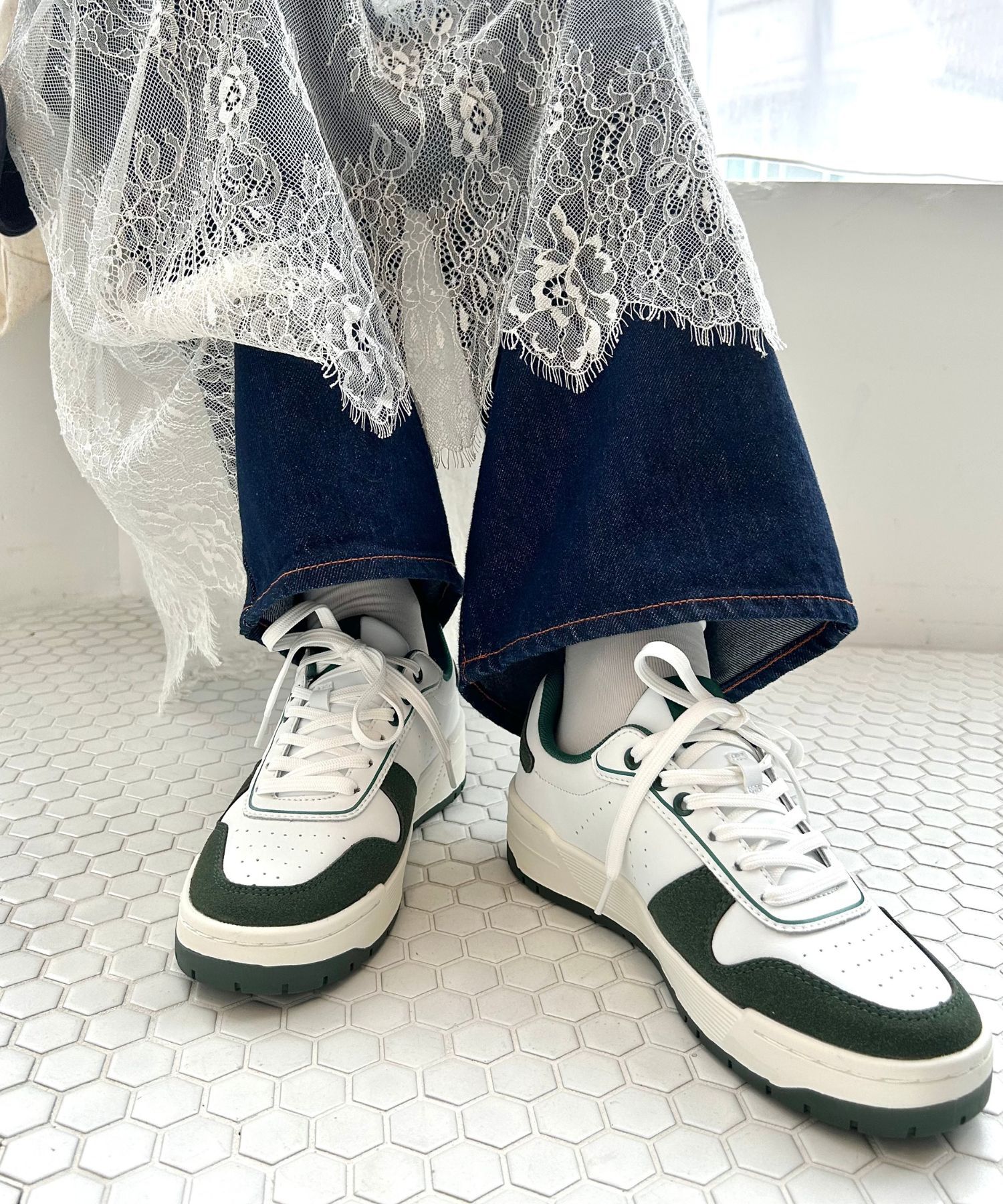 ORiental TRaffic「【トレンド】パンチングミッドソールスニーカー/OT3725 スニーカー 定番 人気 売れてる」|スニーカー|GREEN