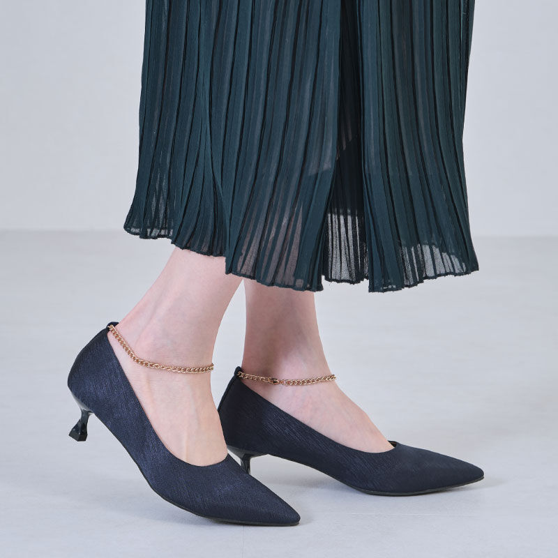ORiental TRaffic「ポインテッドトゥアンクルチェーンパンプス/R-2015」|パンプス|NAVY