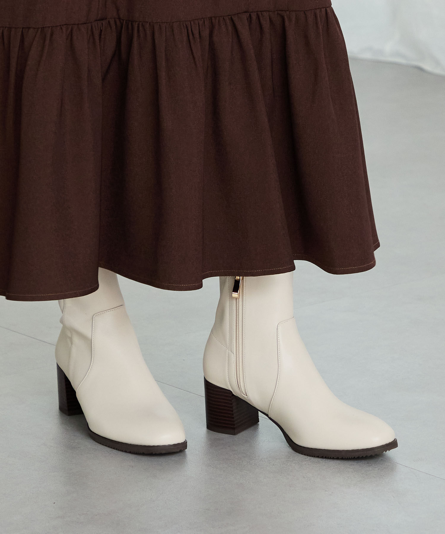 ORiental TRaffic「【 美脚 】 チャンキー ヒール ミドル ブーツ/31408 ヒール6ｃｍ 太ヒール 定番人気」|ショートブーツ|