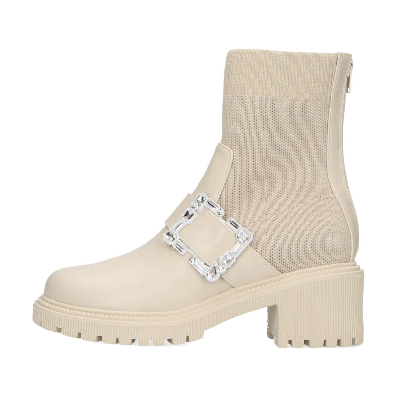 ORiental TRaffic「厚底 ビジュー ニットブーツ /31434 足首柔らかい 歩きやすい」|ショートブーツ|