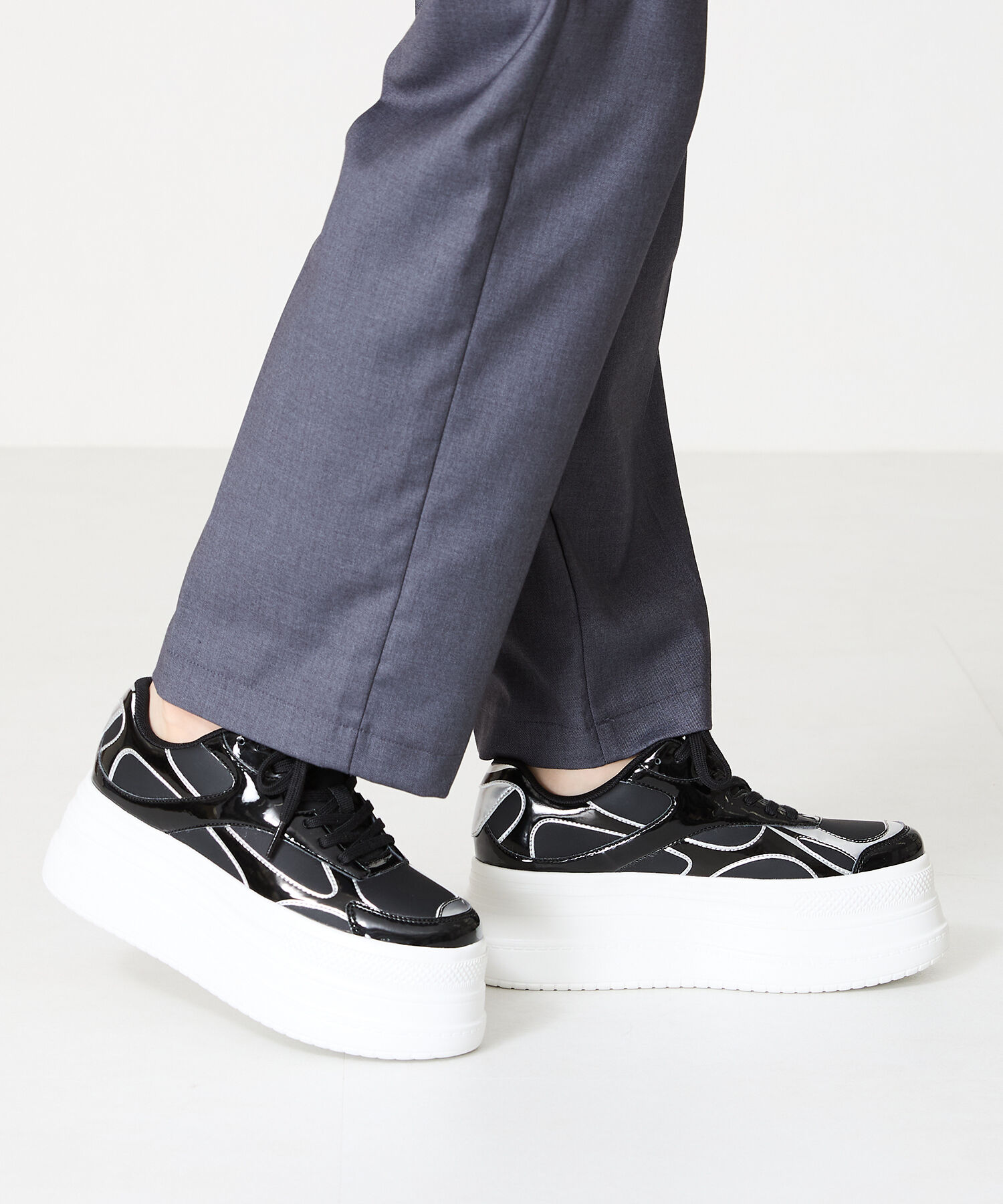 ORiental TRaffic「【トレンド】メタリックラインボリュームソールスニーカー/OT3740 厚底 スニーカー」|スニーカー|