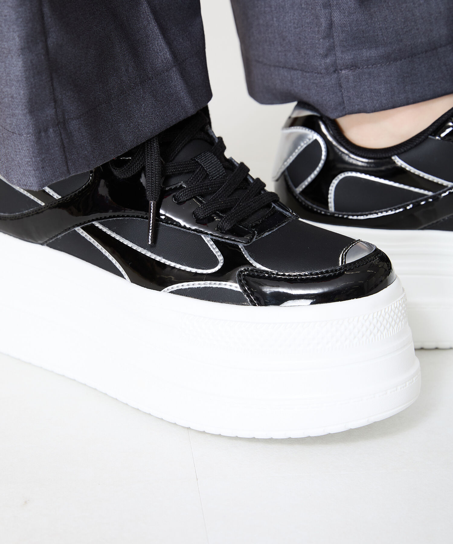 ORiental TRaffic「【トレンド】メタリックラインボリュームソールスニーカー/OT3740 厚底 スニーカー」|スニーカー|