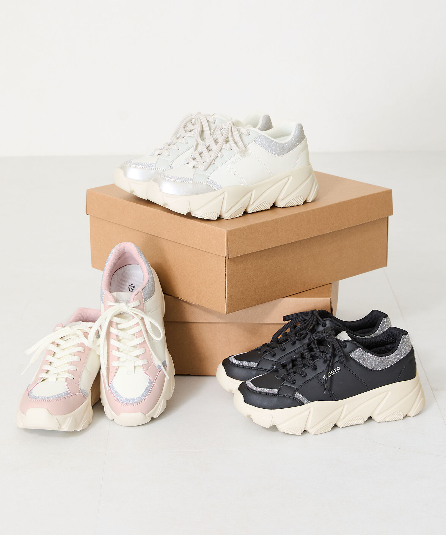 ORiental TRaffic「グリッター&times;スムース厚底スニーカー/OT3741」|スニーカー|GREY