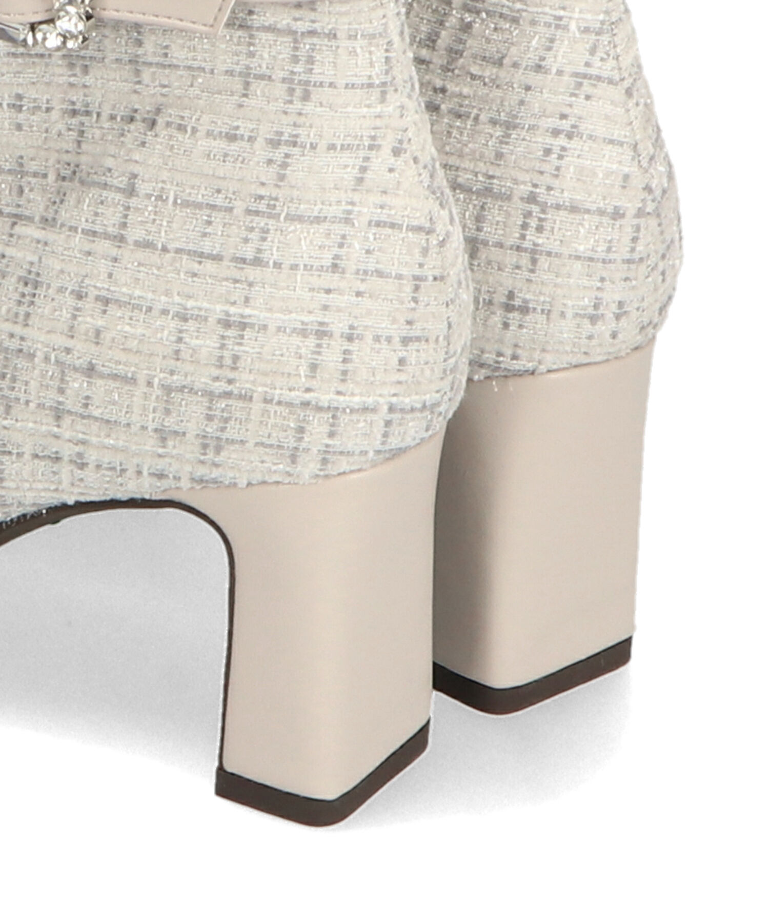 ORiental TRaffic「ビジュー バックル ツイード ヒール ブーツ /41419」|ショートブーツ|