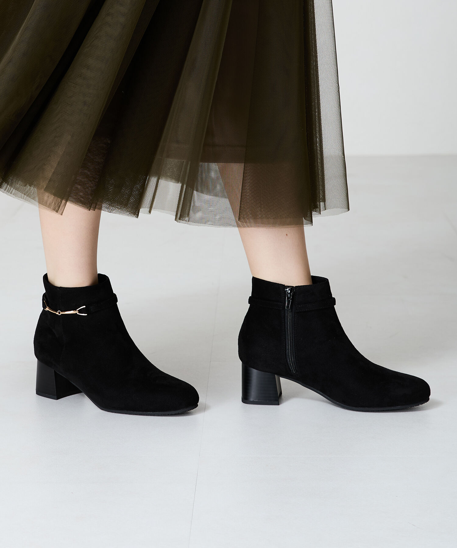 WA Oriental TRaffic「ビットモチーフミドルヒールブーツ/42406」|ショートブーツ|