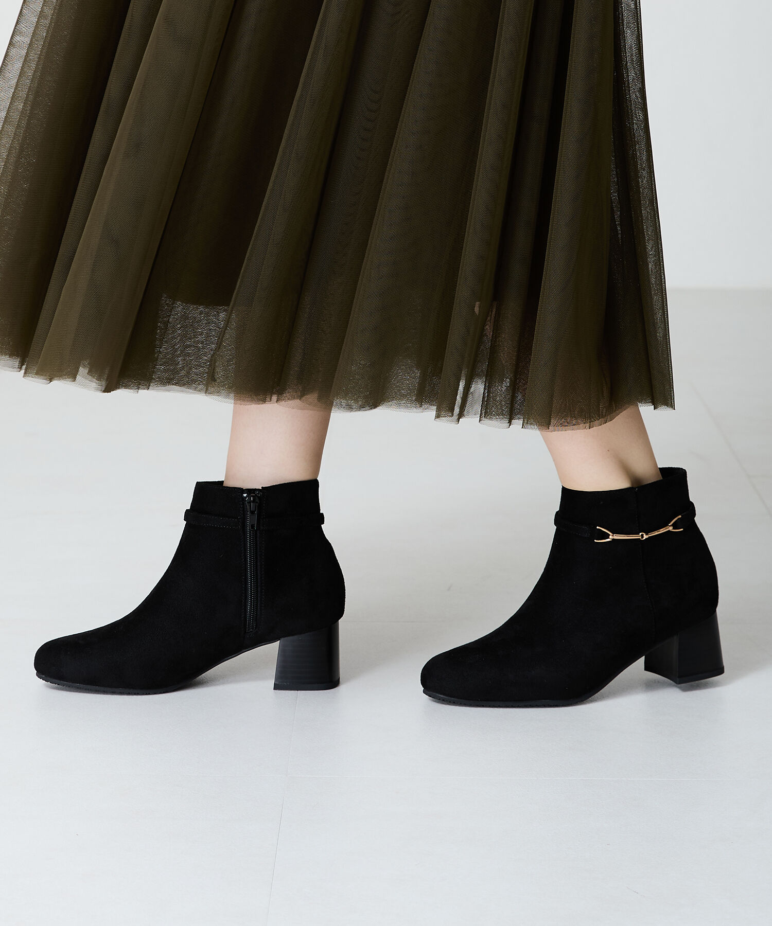 WA Oriental TRaffic「ビットモチーフミドルヒールブーツ/42406」|ショートブーツ|