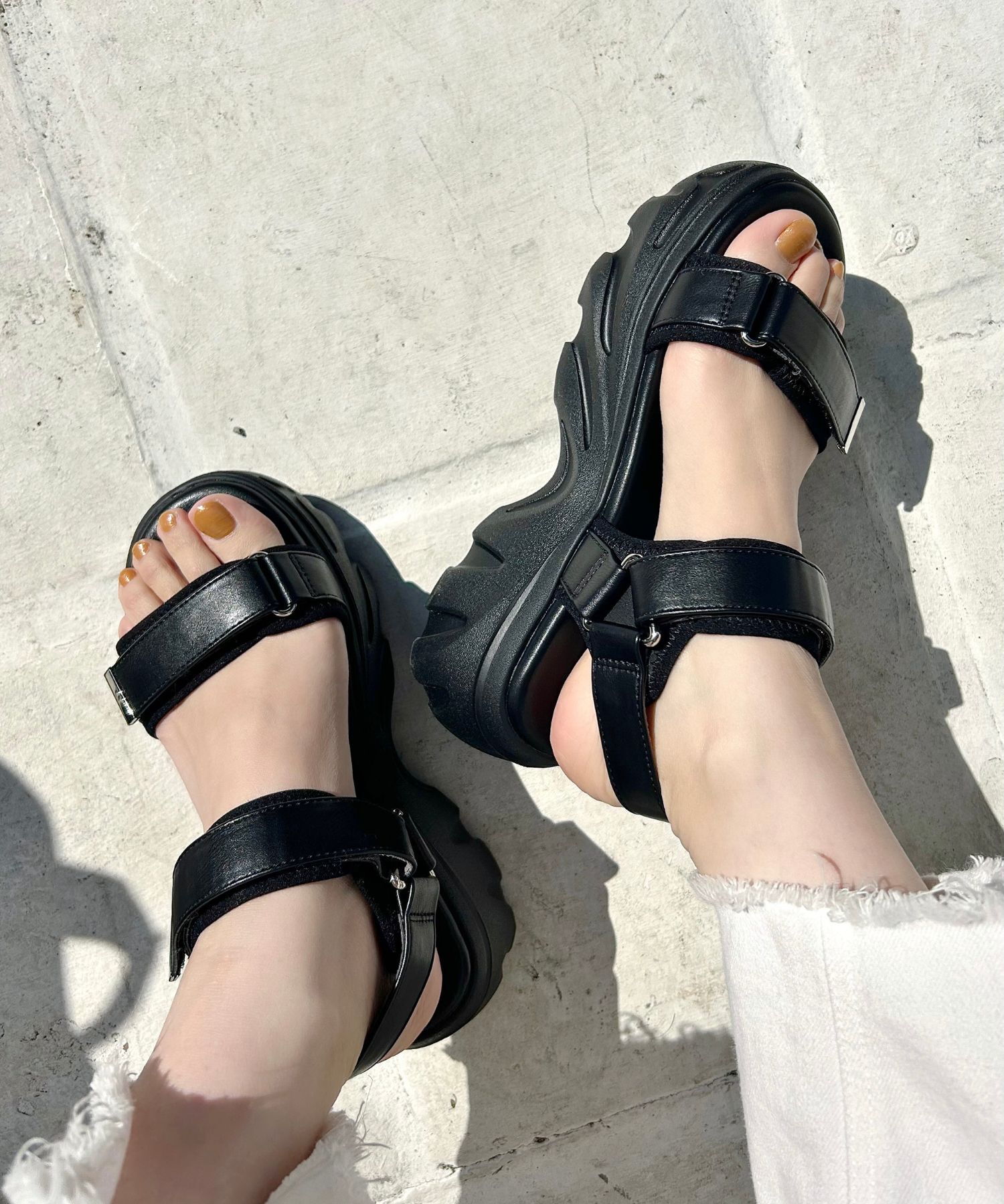 ORiental TRaffic「ボリュームソールベルトスポサン/51212 サンダル 厚底 人気 売れてる」|サンダル|