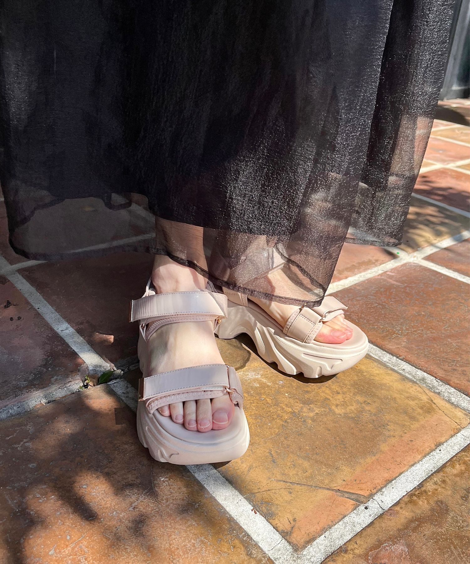 ORiental TRaffic「ボリュームソールベルトスポサン/51212 サンダル 厚底 人気 売れてる」|サンダル|