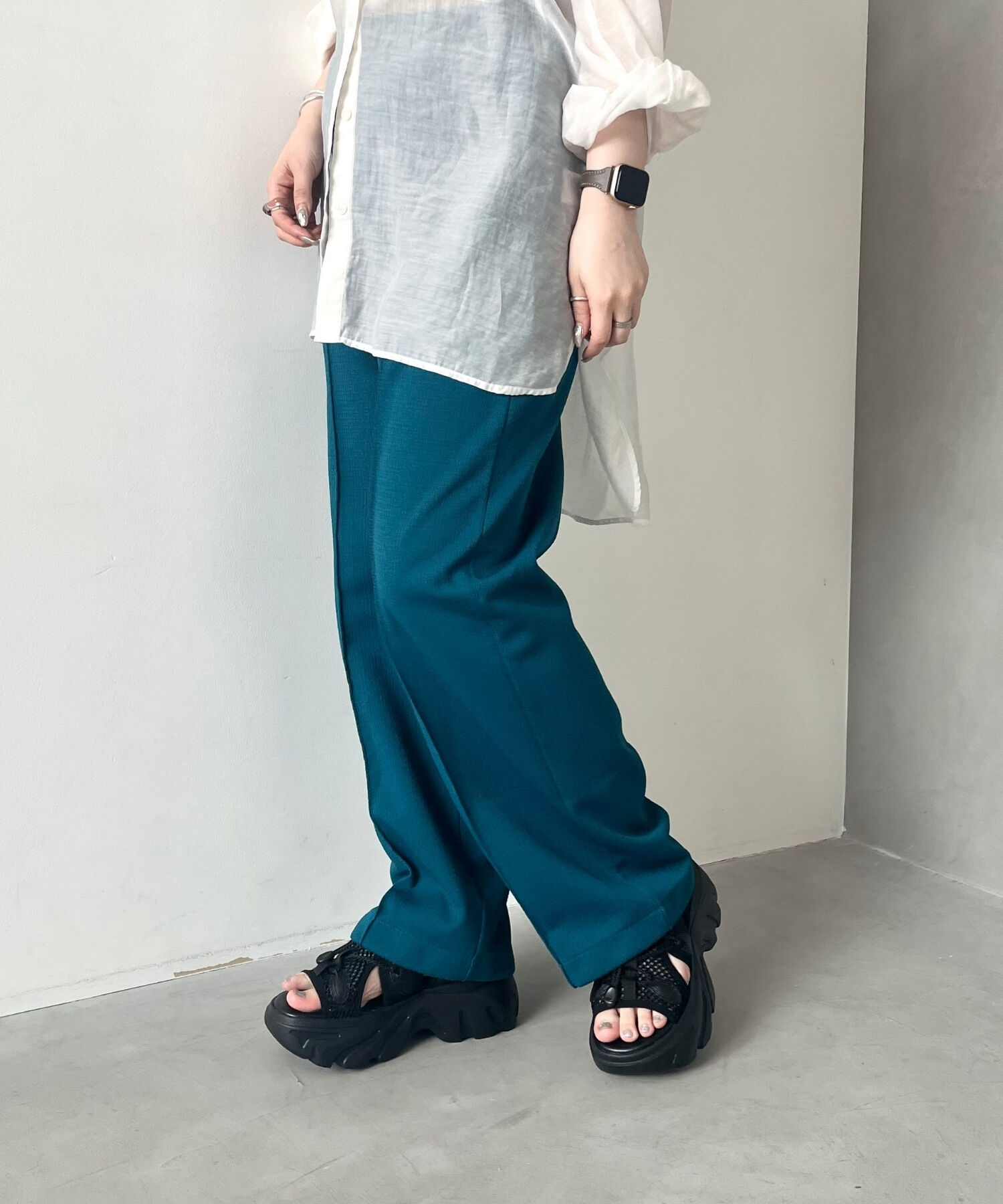 ORiental TRaffic「ドローコード&times;メッシュ厚底サンダル/51210 サンダル 厚底　メッシュ トレンド」|サンダル|