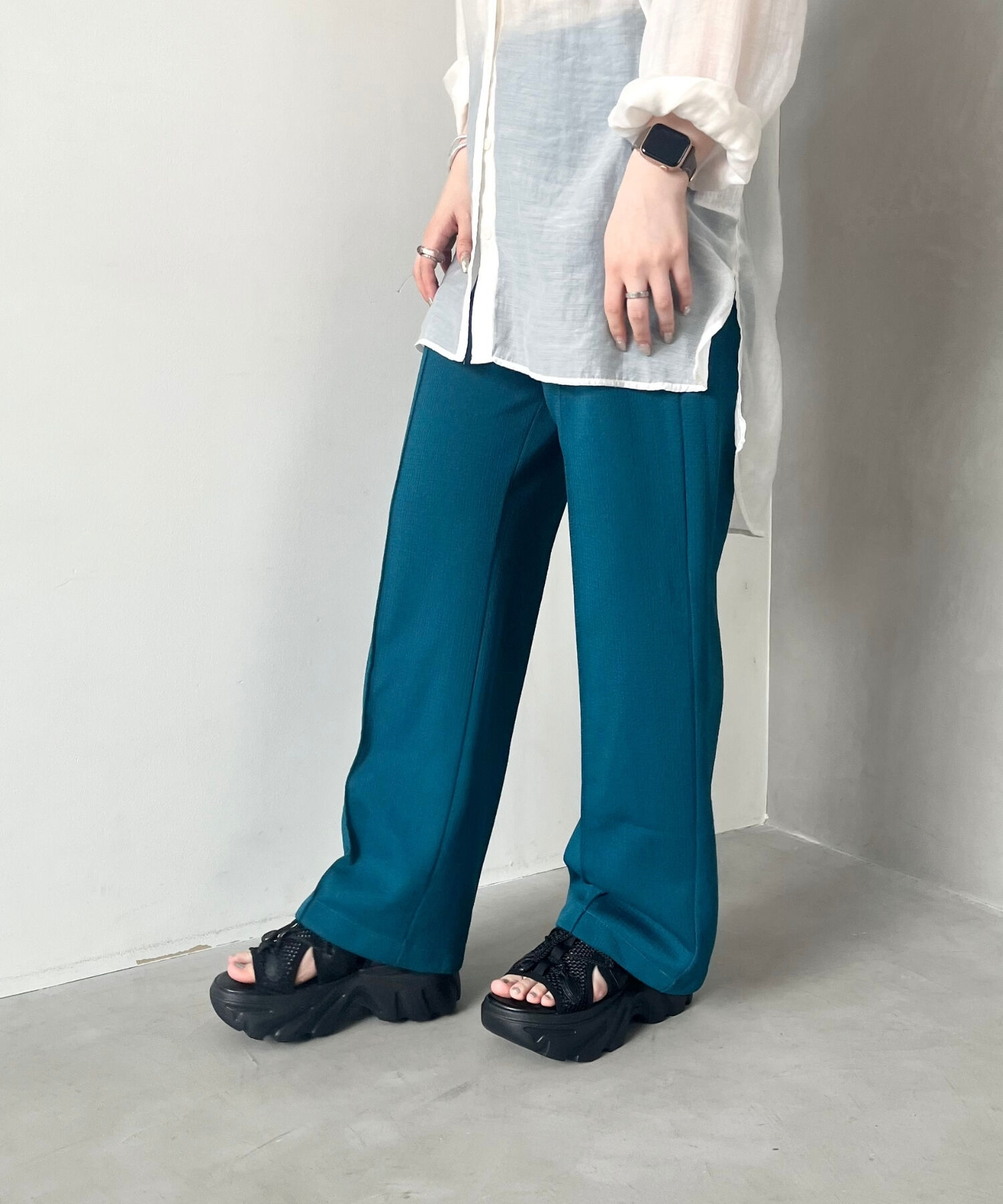 ORiental TRaffic「ドローコード&times;メッシュ厚底サンダル/51210 サンダル 厚底　メッシュ トレンド」|サンダル|