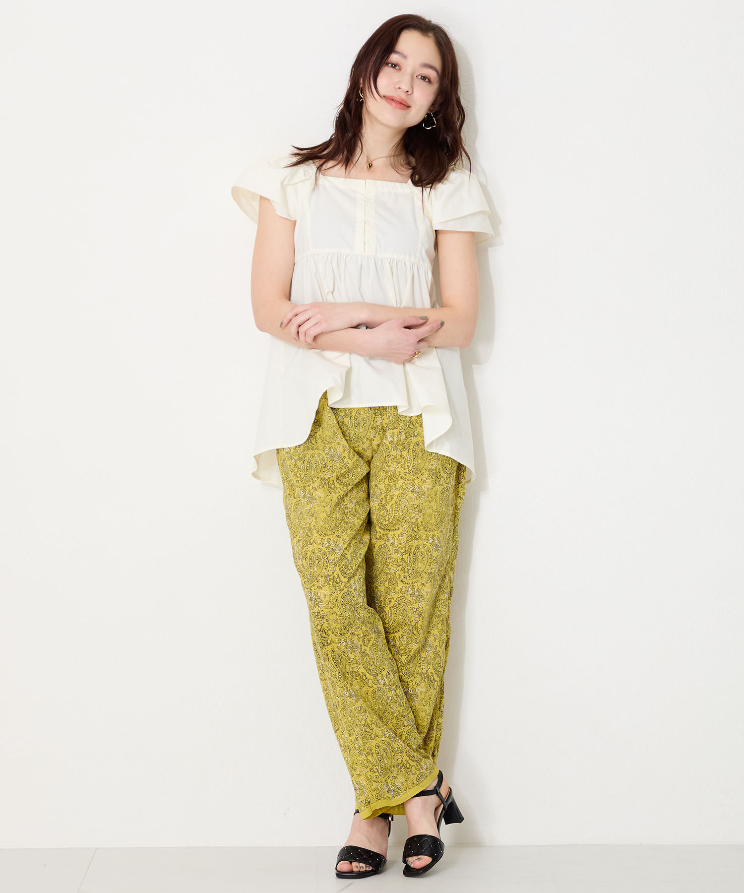 ORiental TRaffic「キルティング&times;スタッズヒールサンダル/51229 人気 トレンド ヒール7.5cm」|サンダル|