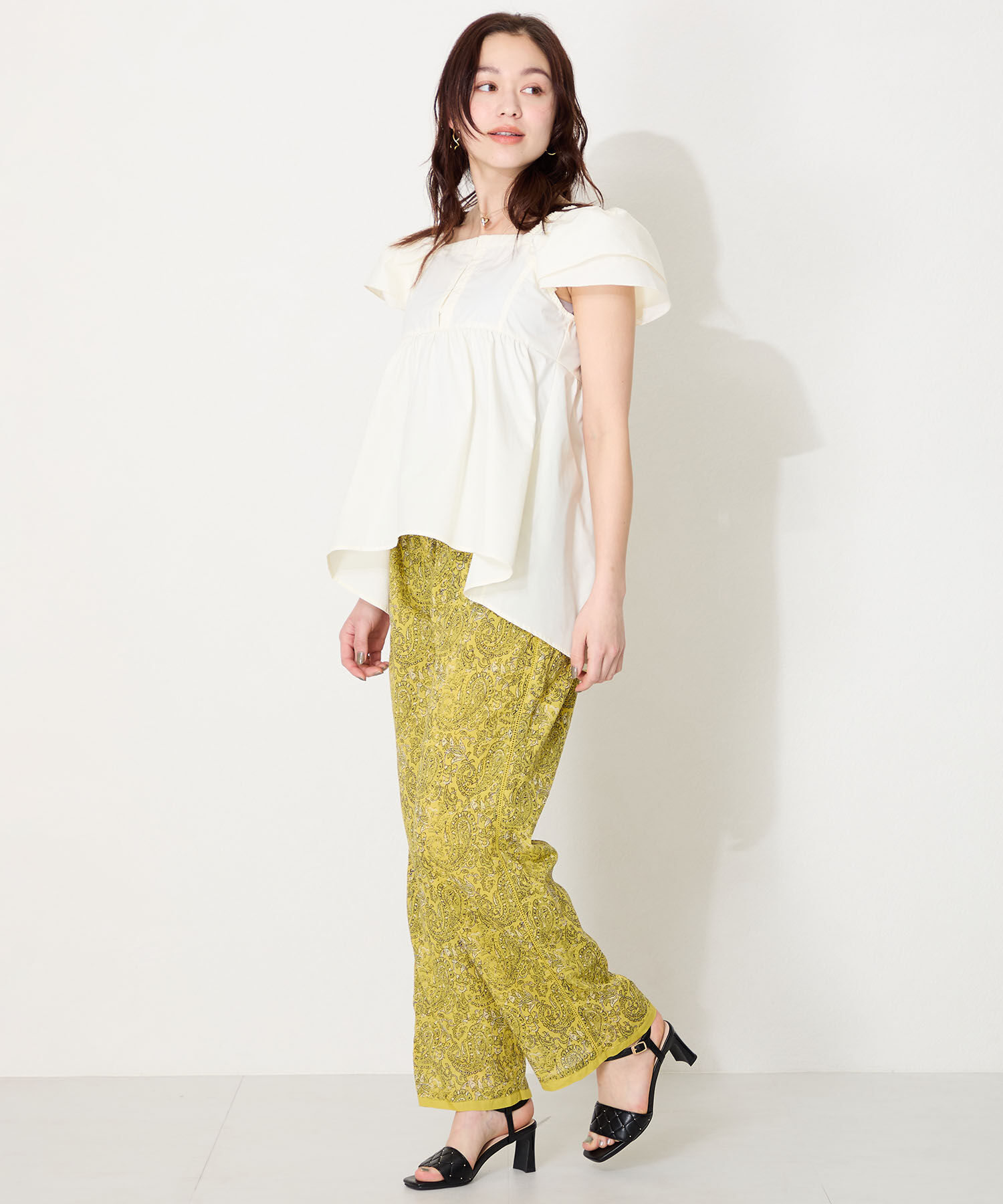 ORiental TRaffic「キルティング&times;スタッズヒールサンダル/51229 人気 トレンド ヒール7.5cm」|サンダル|