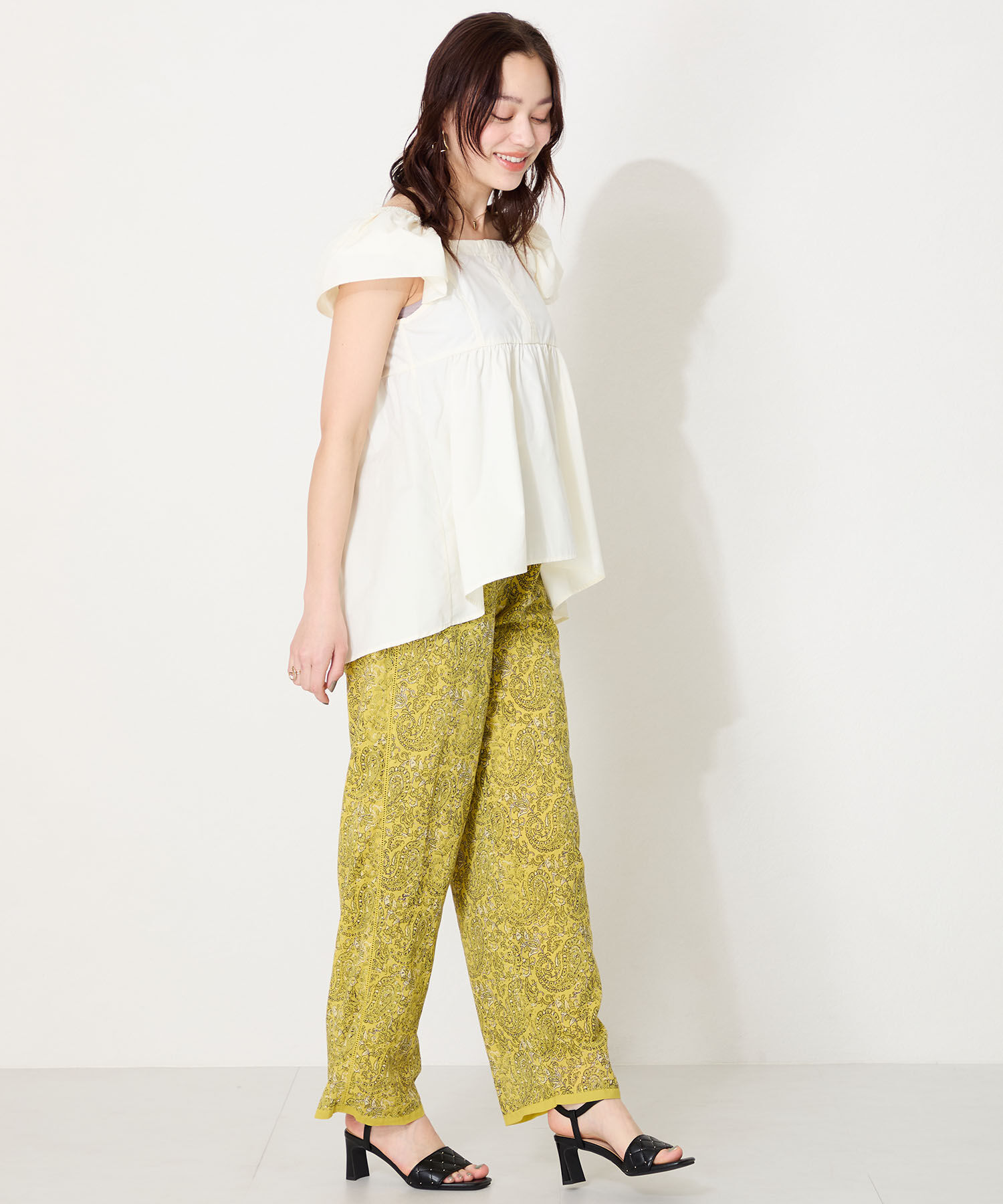 ORiental TRaffic「キルティング&times;スタッズヒールサンダル/51229 人気 トレンド ヒール7.5cm」|サンダル|