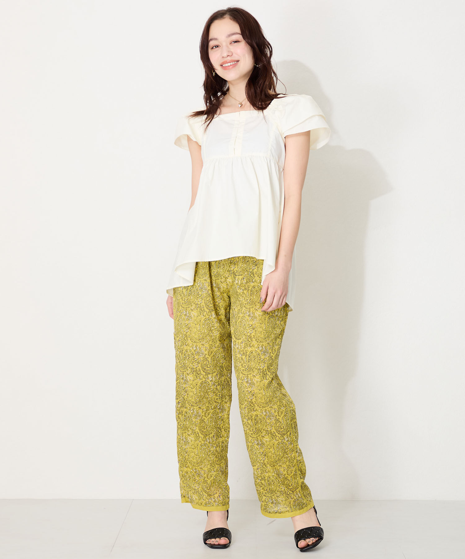 ORiental TRaffic「キルティング&times;スタッズヒールサンダル/51229 人気 トレンド ヒール7.5cm」|サンダル|