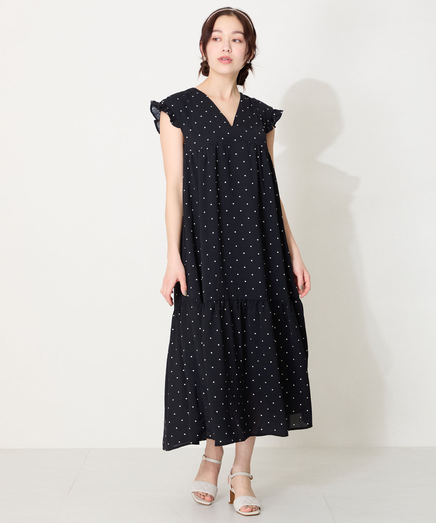 ORiental TRaffic「キルティング&times;スタッズヒールサンダル/51229 人気 トレンド ヒール7.5cm」|サンダル|