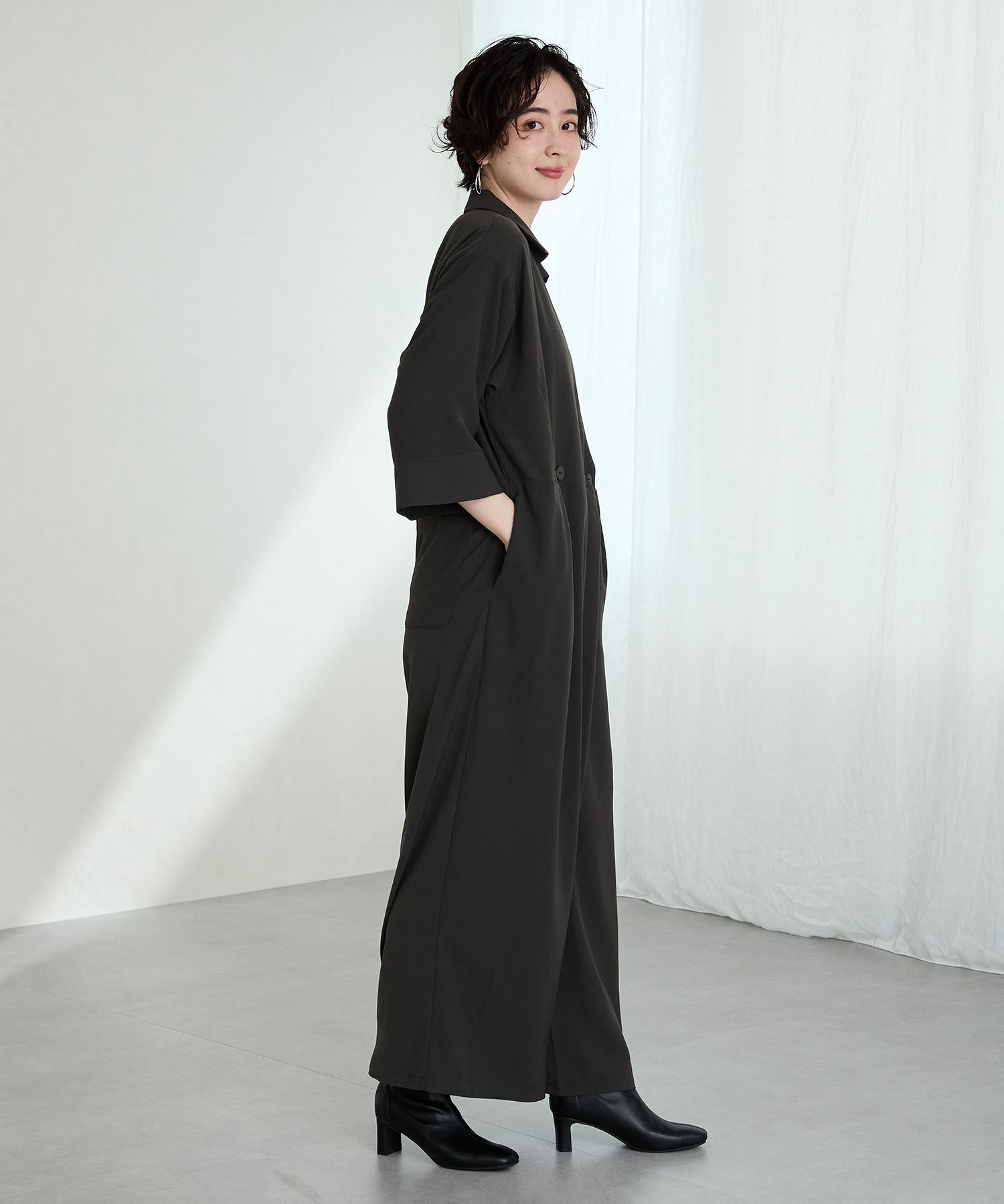 ORiental TRaffic「【 美脚 】 ストレッチ ヒール バックジップ ブーツ / 51423」|ショートブーツ|