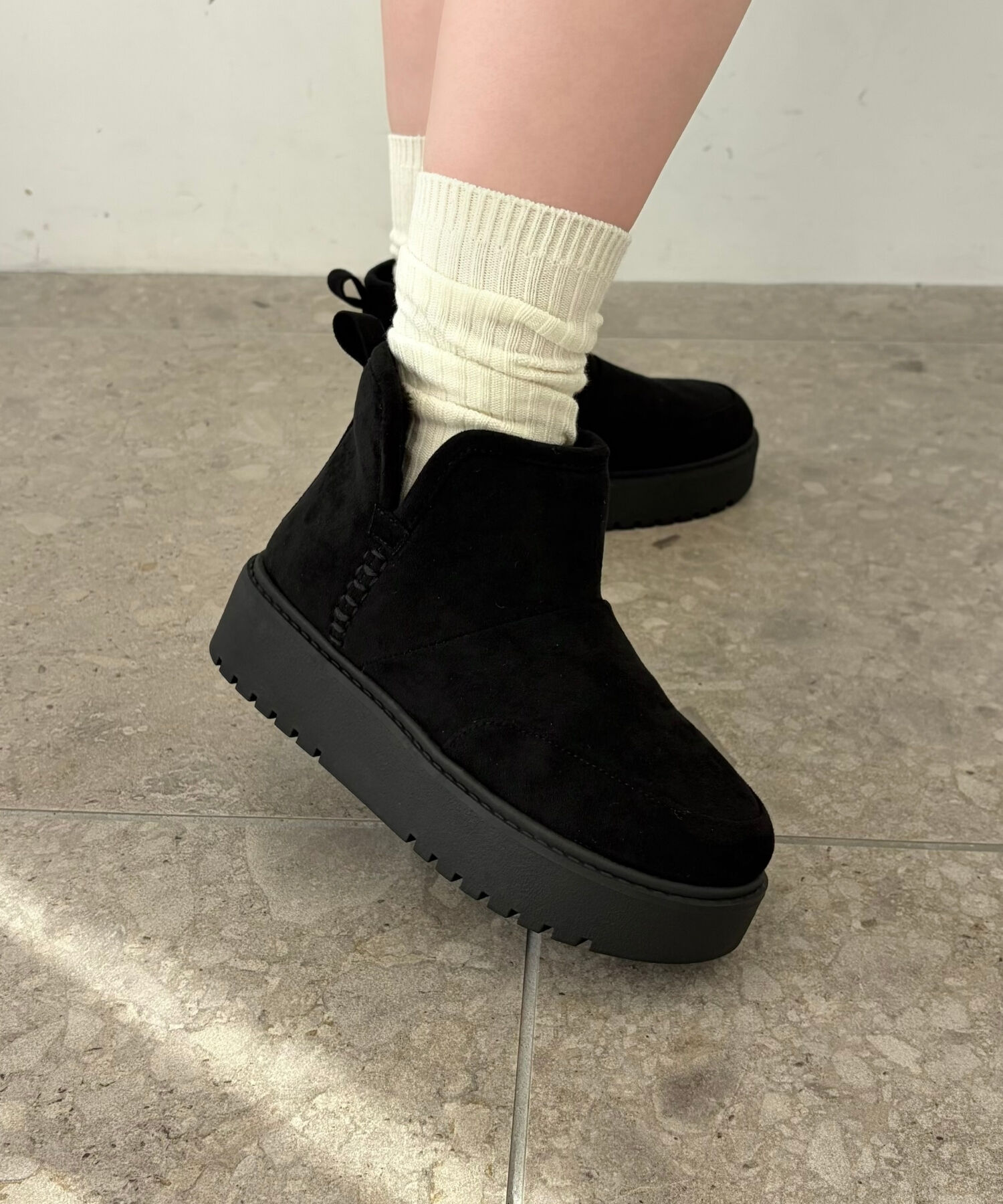 ORiental TRaffic「【 軽量 】 サイドスリット 厚底 ムートン ショートブーツ /51425 防寒」|ショートブーツ|