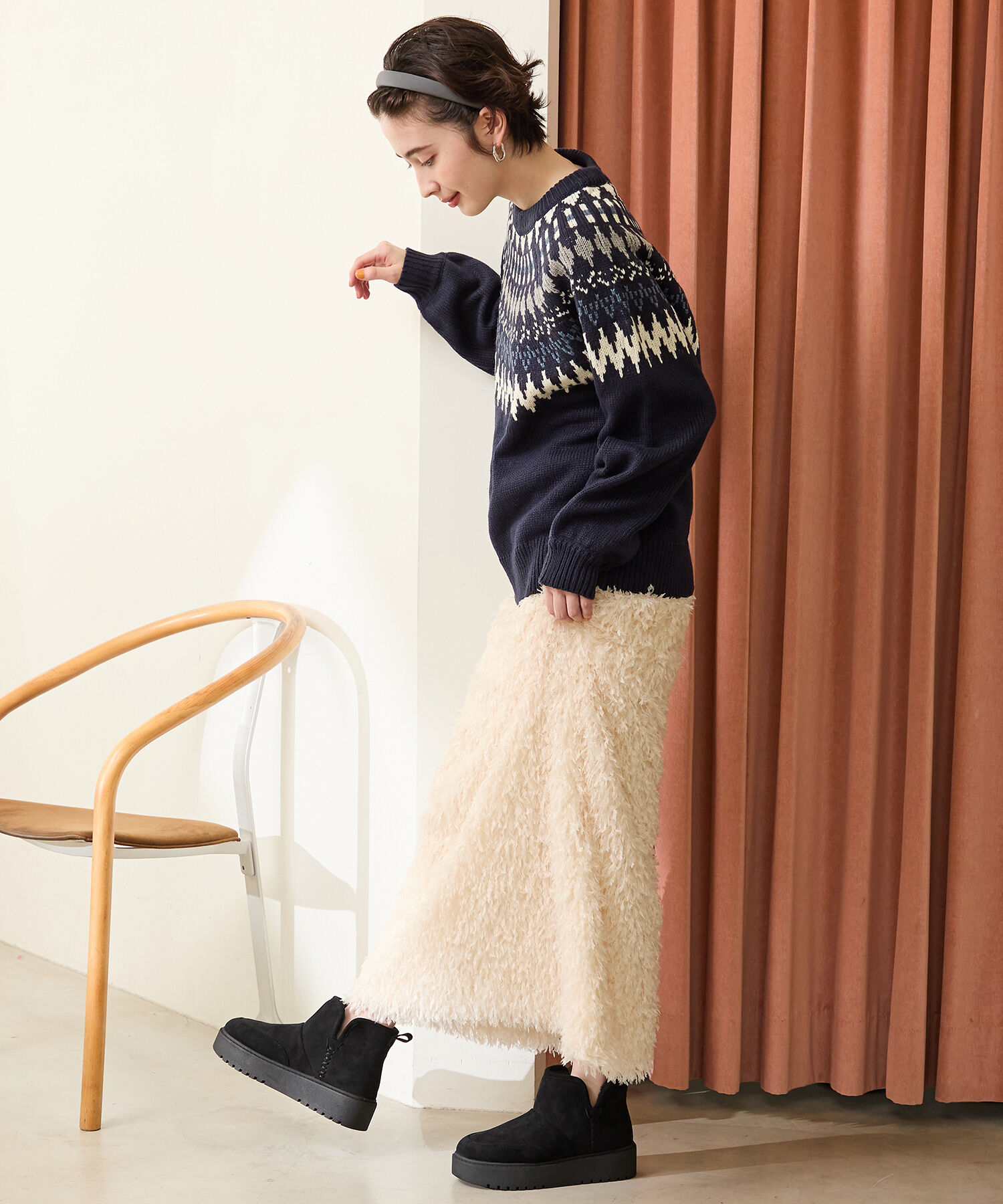 ORiental TRaffic「【 軽量 】 サイドスリット 厚底 ムートン ショートブーツ /51425 防寒」|ショートブーツ|