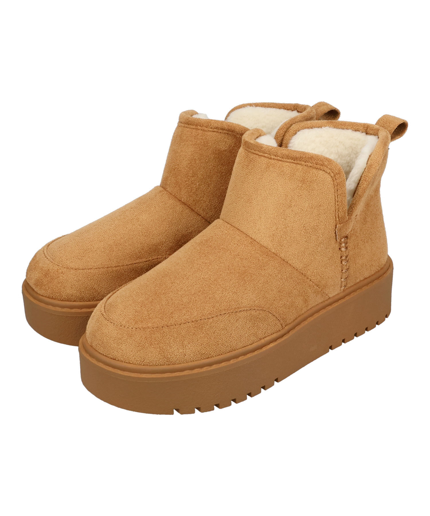 ORiental TRaffic「【 軽量 】 サイドスリット 厚底 ムートン ショートブーツ /51425 防寒」|ショートブーツ|