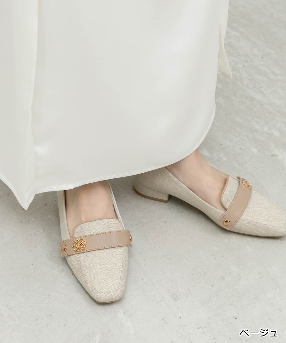  「3WAY ベルトデザインローファー」|ローファー|ベージュ