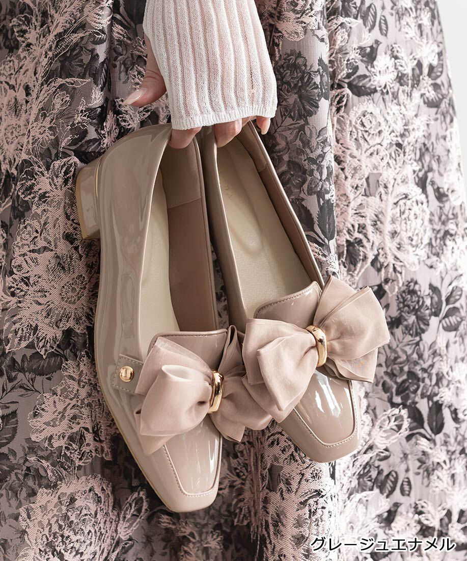  「3WAY ベルトデザインローファー」|ローファー|グレージュエナメル