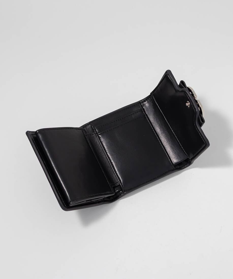  「ビジューパーツキルティング三つ折りウォレット」|財布|