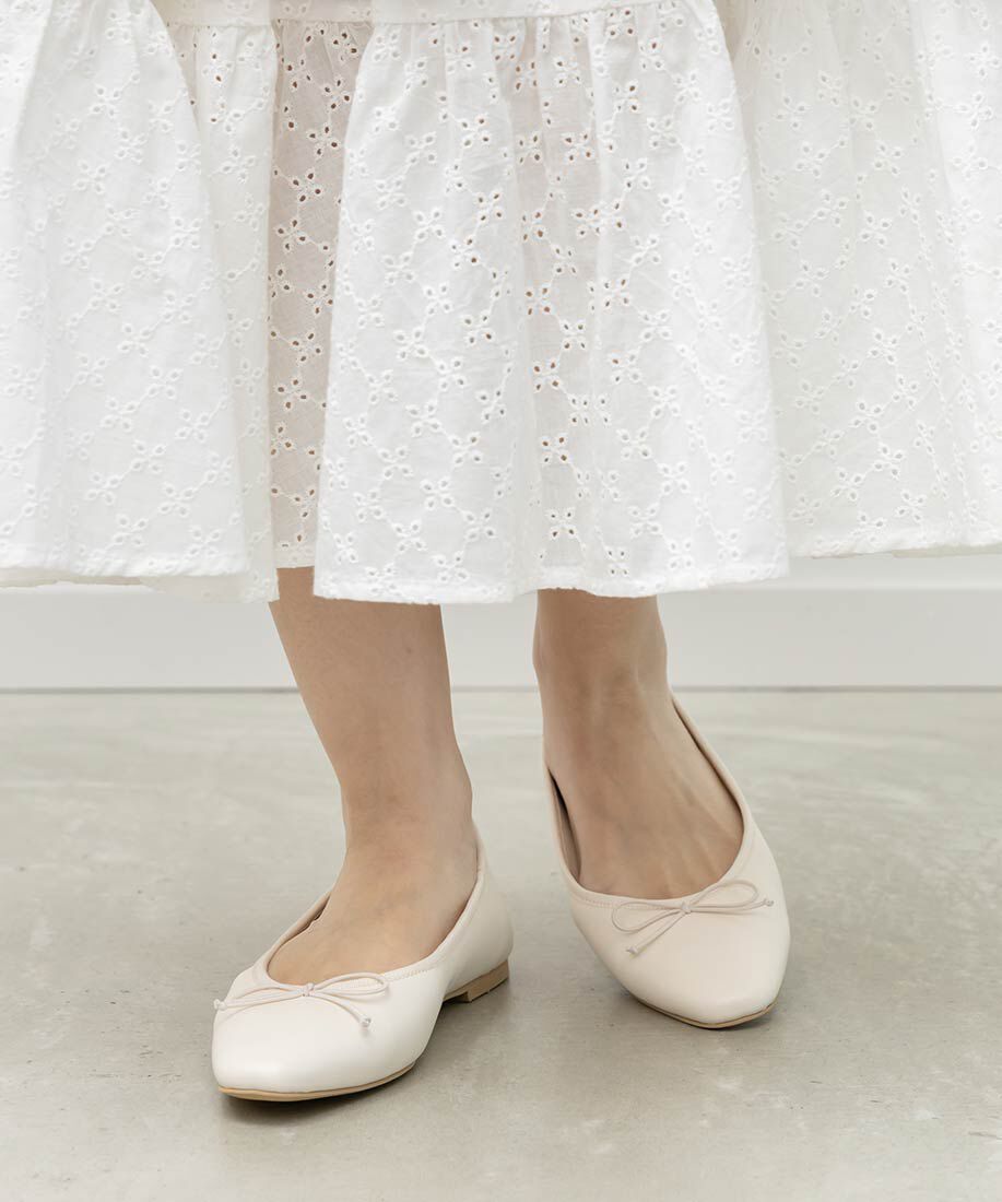  「軽量 スクエアトゥフラットパンプス」|パンプス|