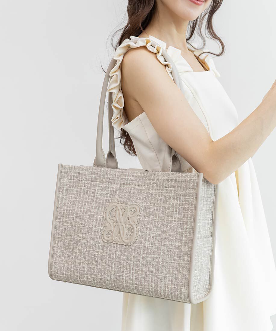  「【A4対応】モノグラムデザイントートバッグ」|トートバッグ|グレージュ